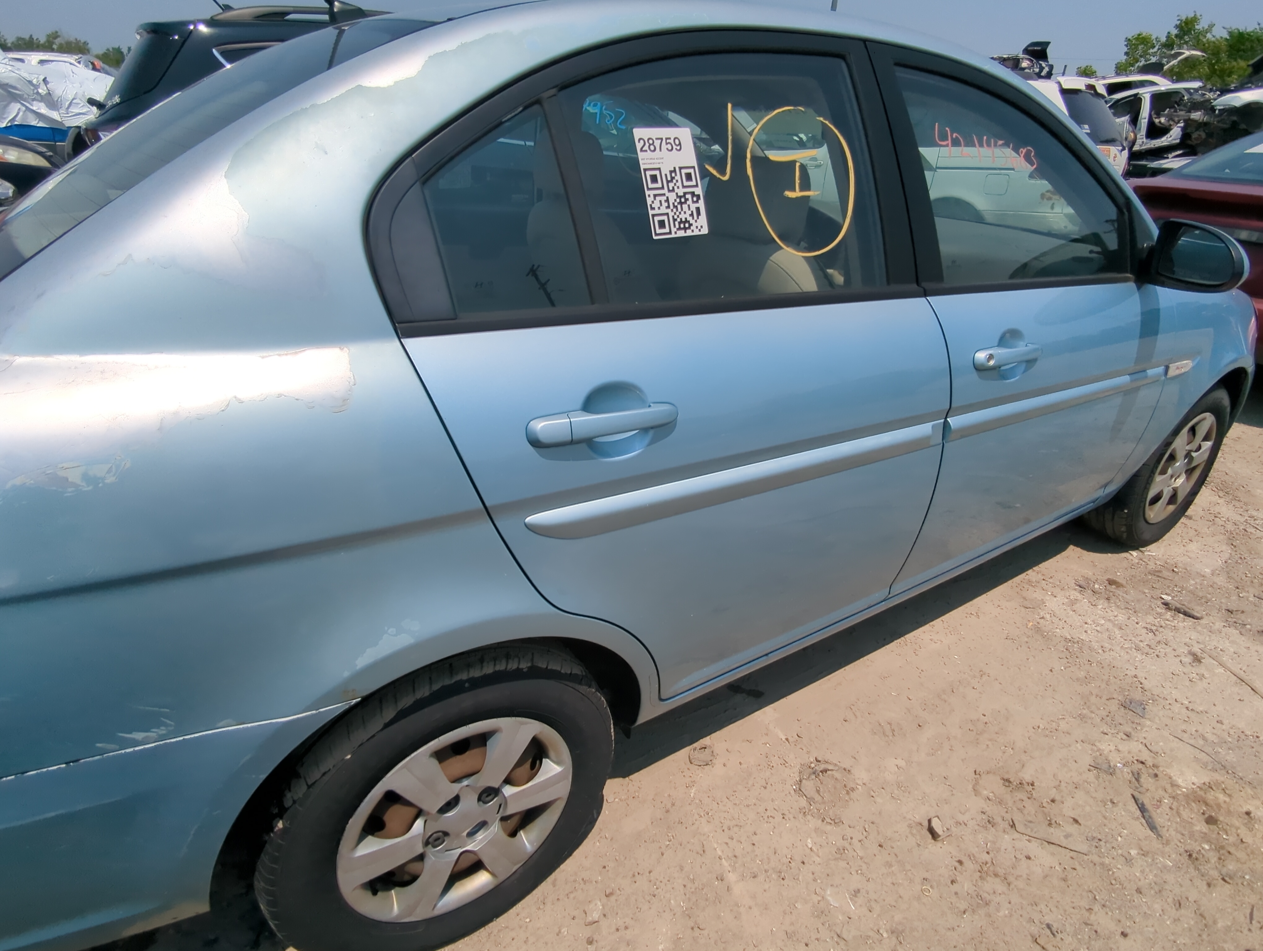 2006-2011 Hyundai Accent Passenger Rear Door Oem 1051120 - Oemusedautoparts1.com