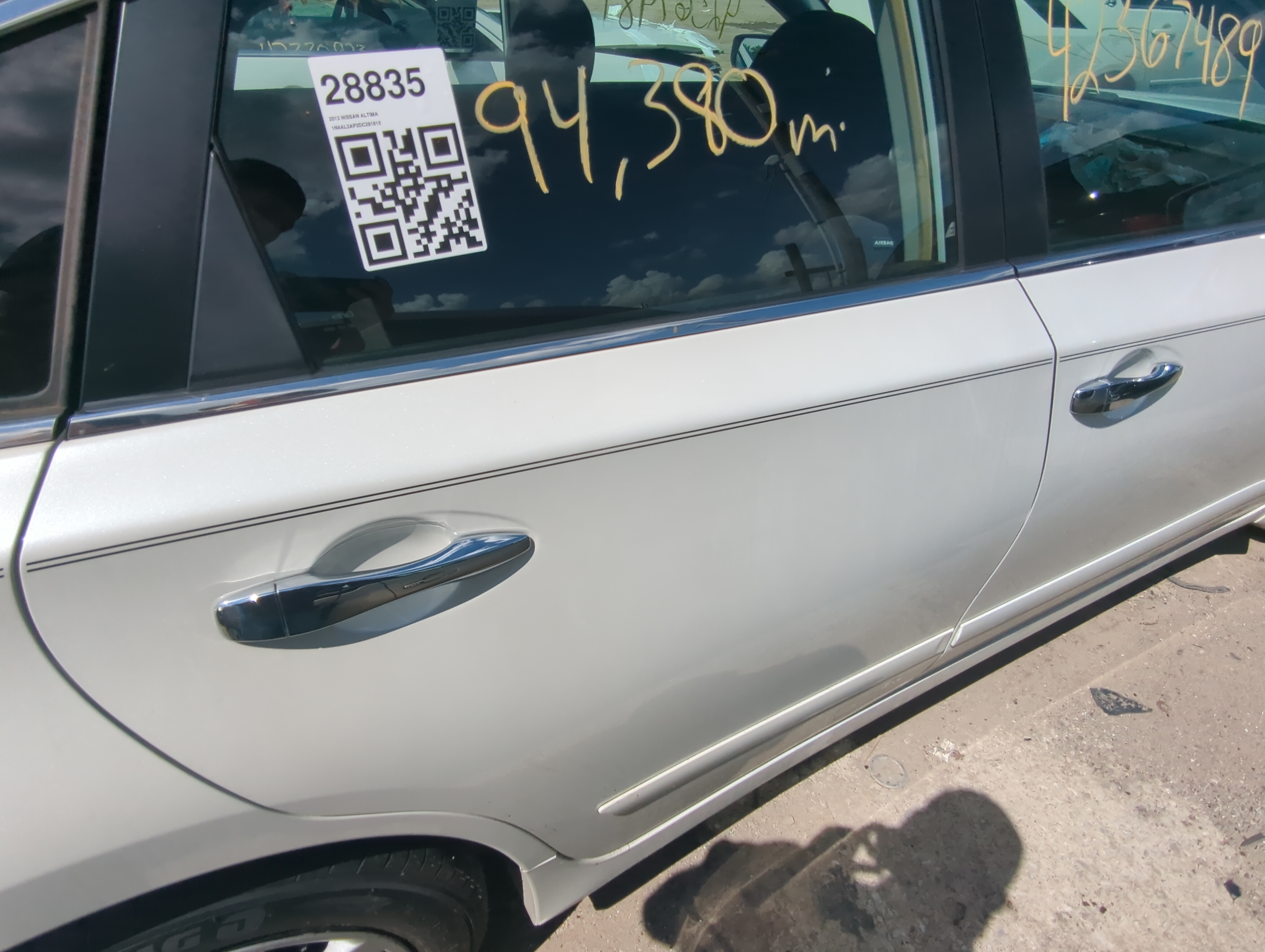 2013-2018 Nissan Altima Passenger Rear Door Oem 1077122 - Oemusedautoparts1.com