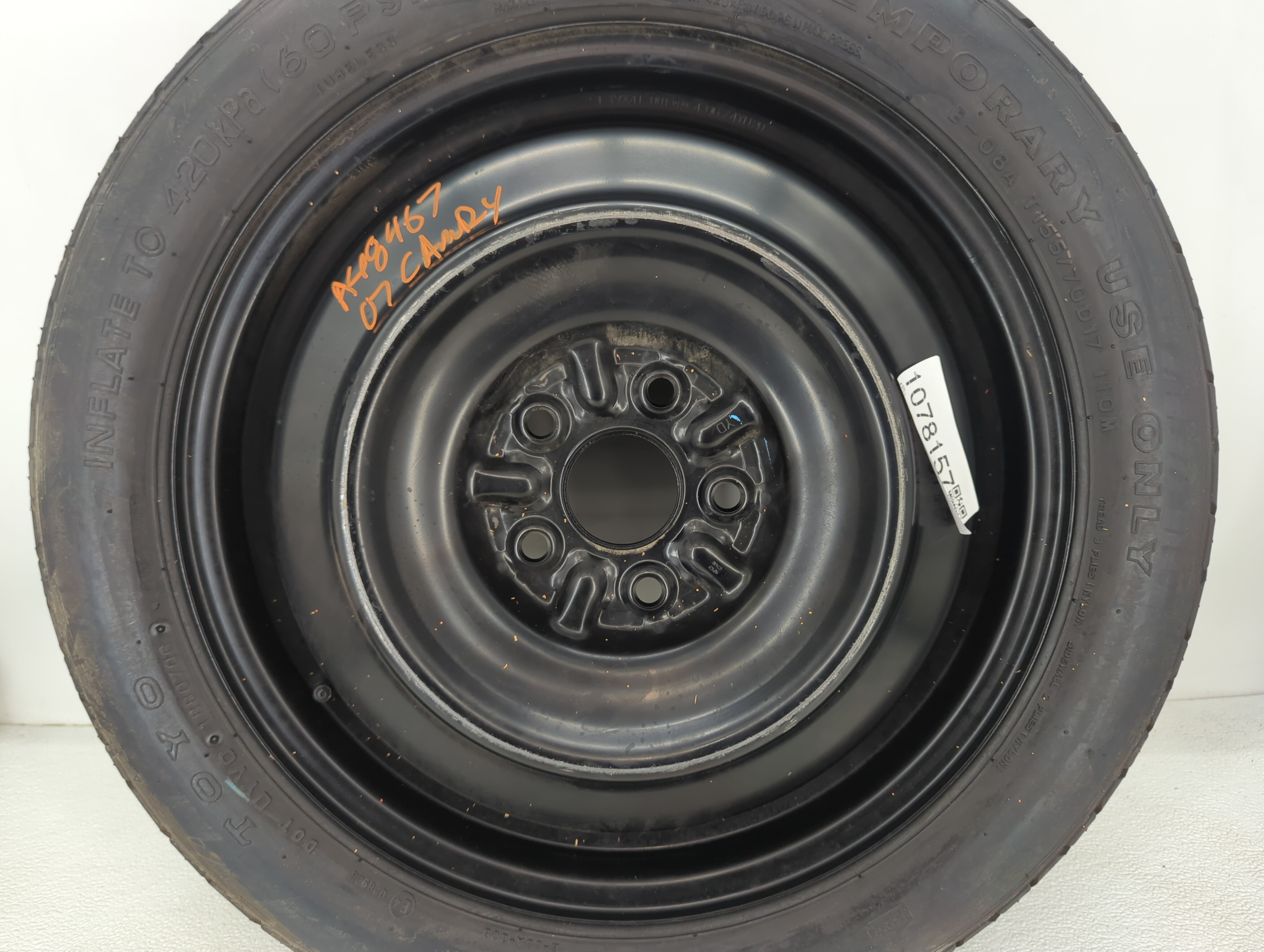 2007-2009 Toyota Camry Spare Donut Tire Wheel Rim Oem 1078157 - Oemusedautoparts1.com