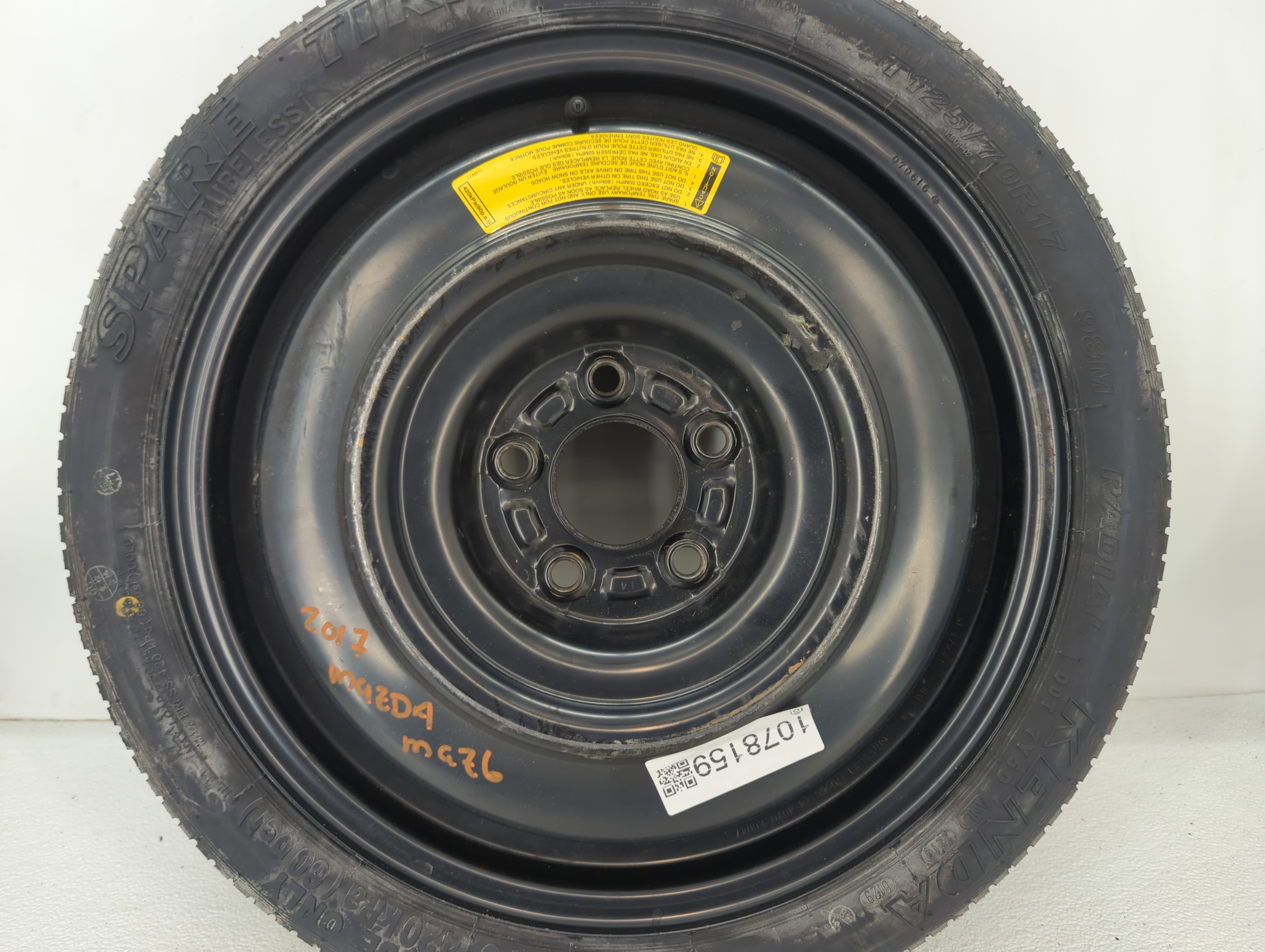 2014-2021 Mazda 6 Spare Donut Tire Wheel Rim Oem 1078159 - Oemusedautoparts1.com