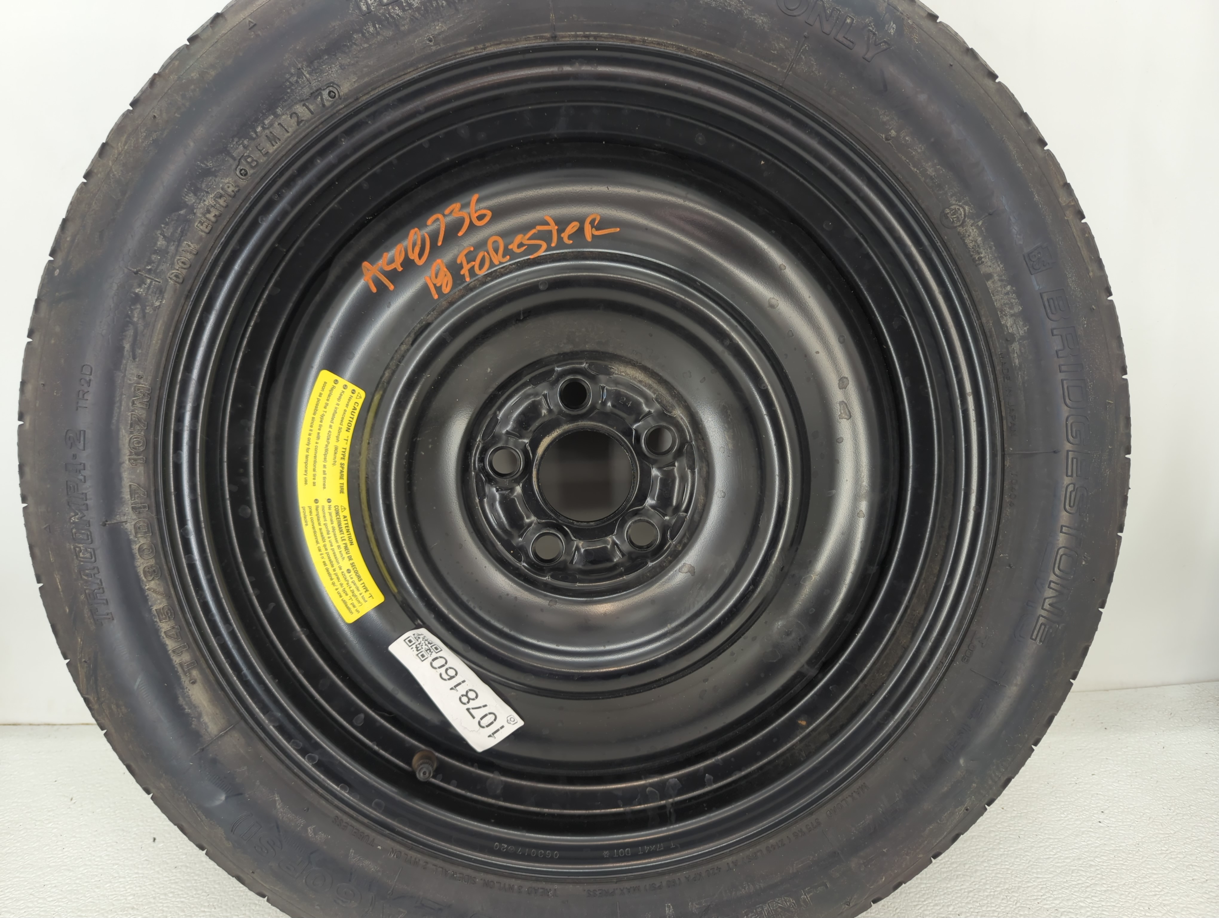 2014-2018 Subaru Forester Spare Donut Tire Wheel Rim Oem 1078160 - Oemusedautoparts1.com