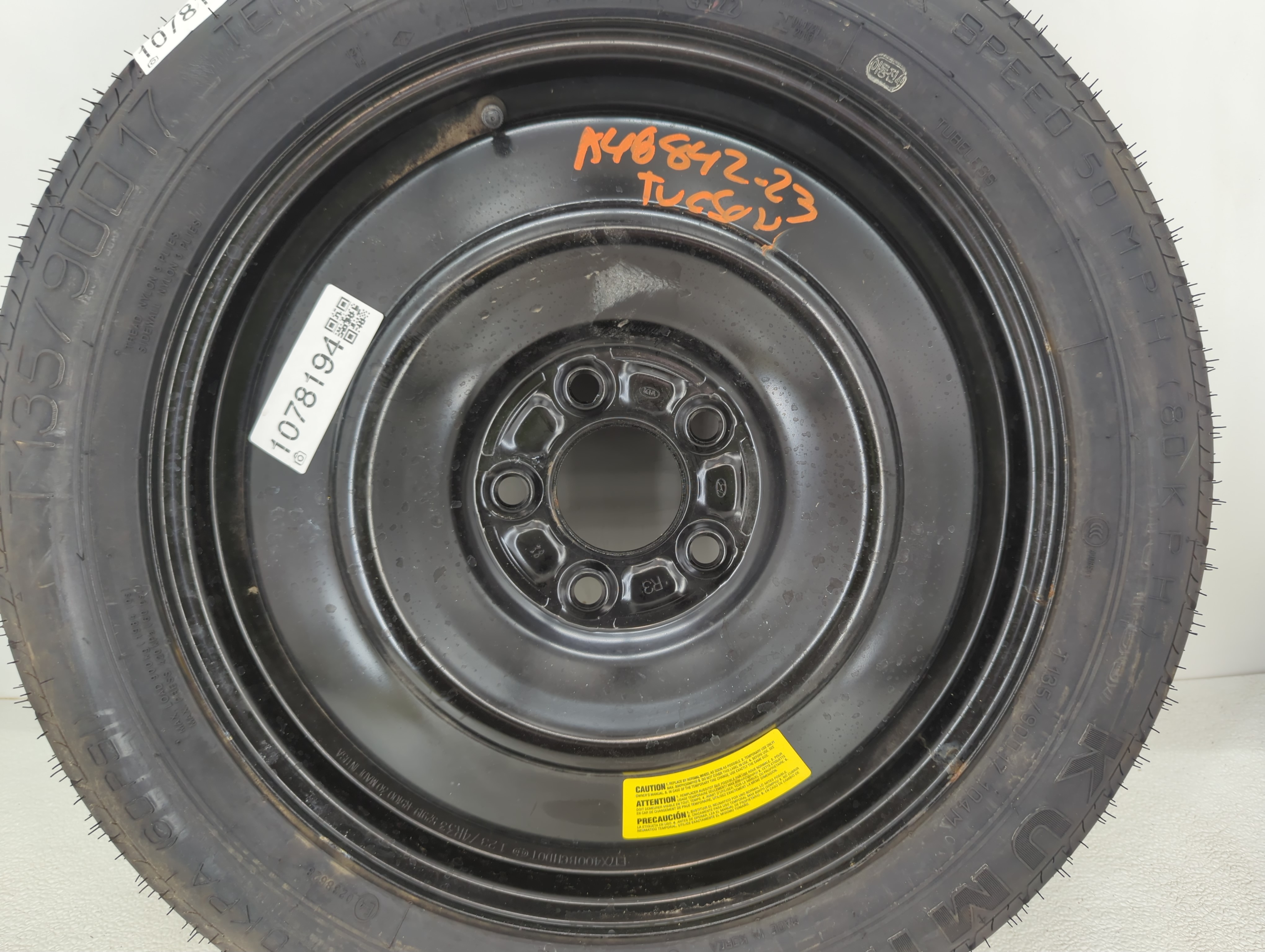 2022-2022 Hyundai Tucson Spare Donut Tire Wheel Rim Oem 1078194 - Oemusedautoparts1.com