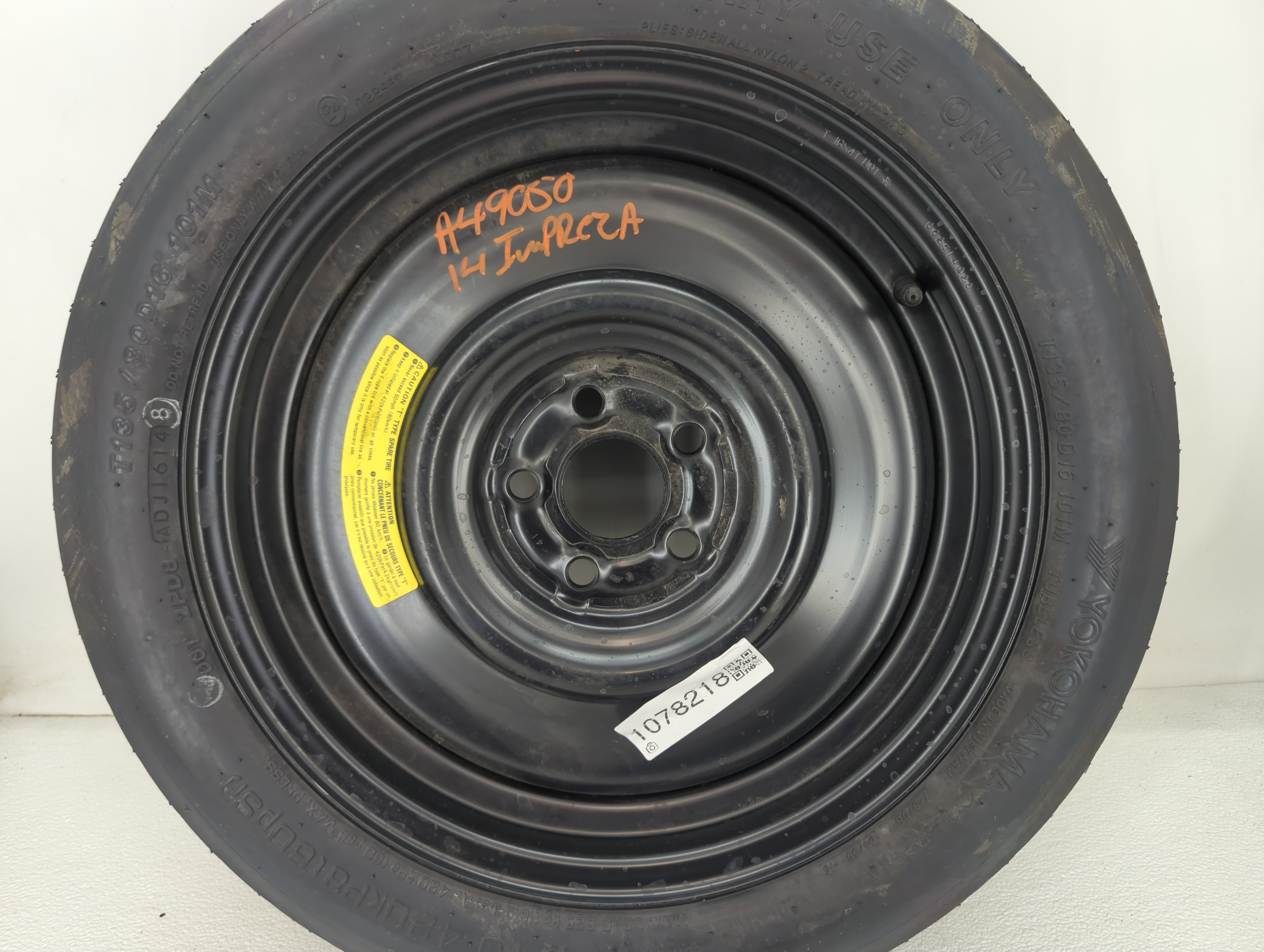 2012-2016 Subaru Impreza Spare Donut Tire Wheel Rim Oem 1078218 - Oemusedautoparts1.com
