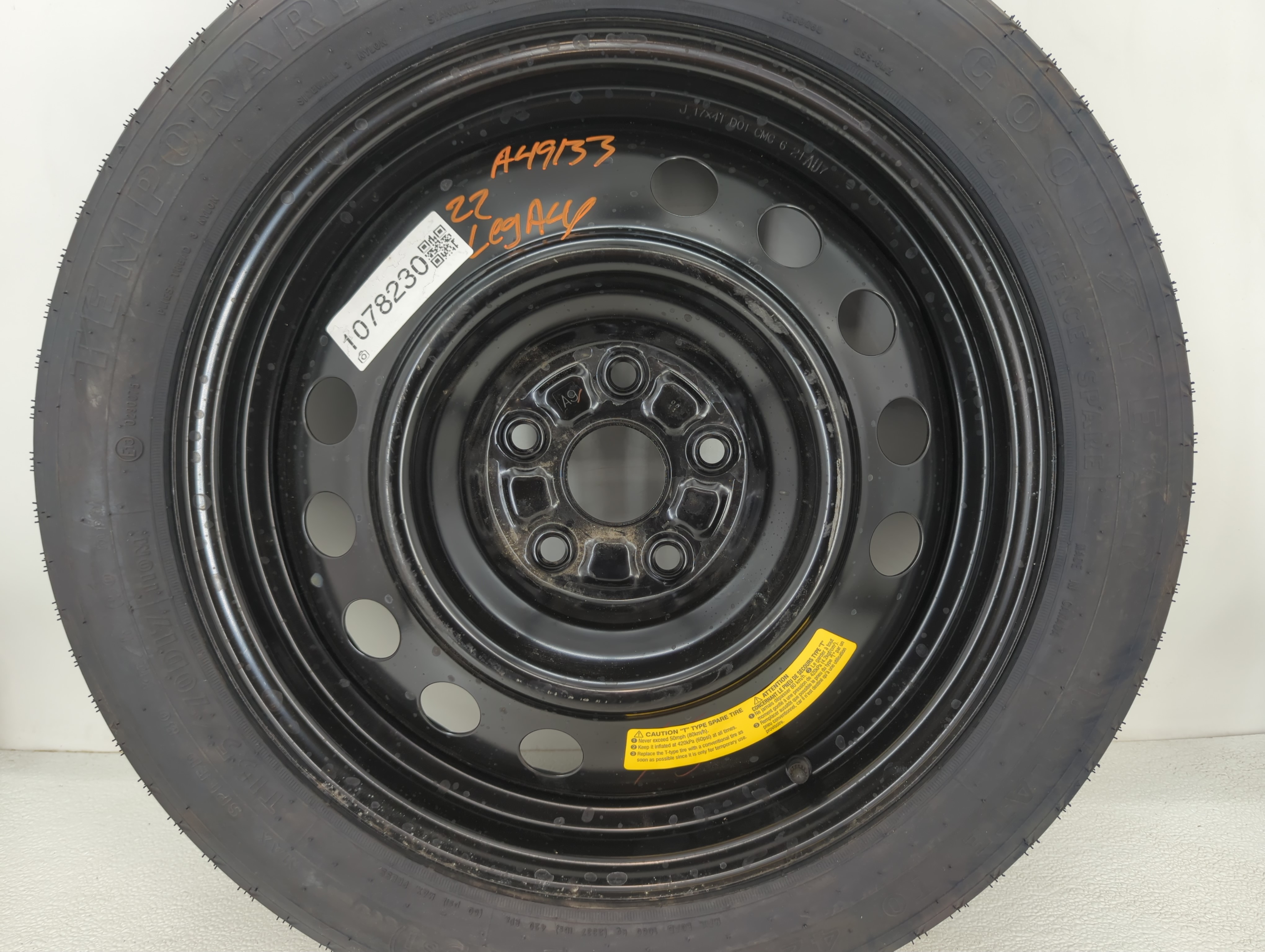 2020-2022 Subaru Legacy Spare Donut Tire Wheel Rim Oem 1078230 - Oemusedautoparts1.com