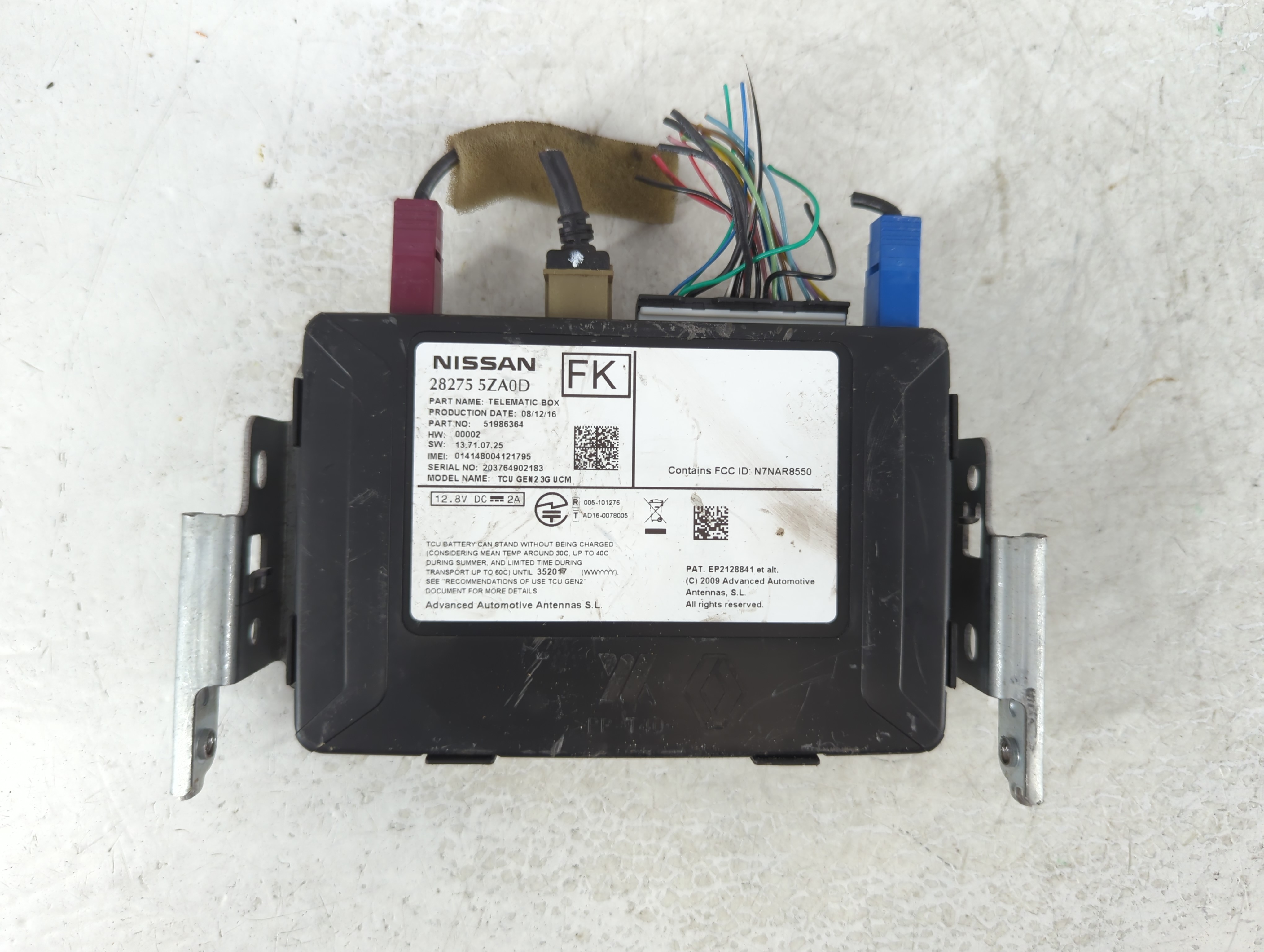 2016-2017 Infiniti Q50 Telematics Control Module 28275 5za0d 1078604 - Oemusedautoparts1.com