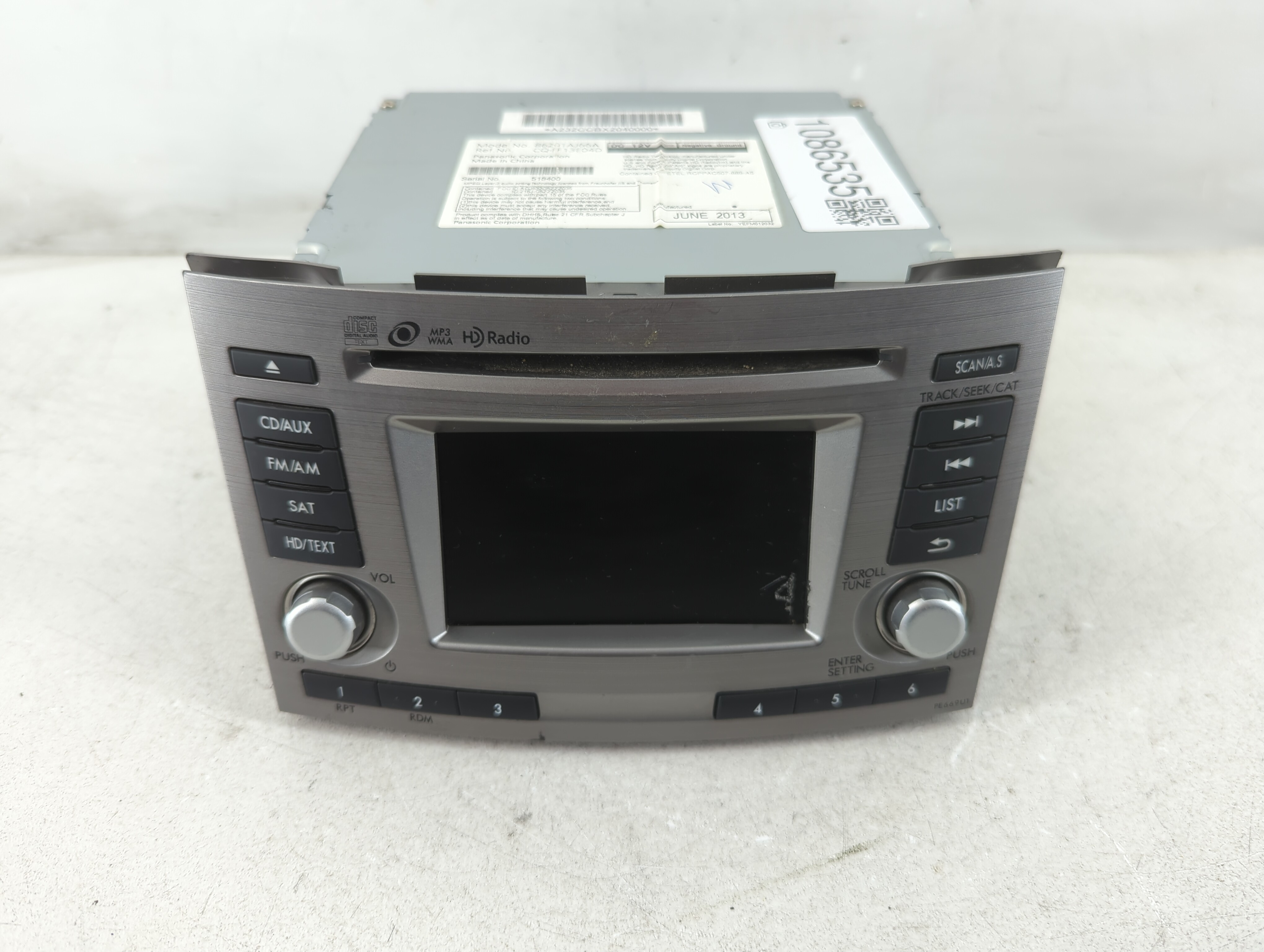 2013-2014 Subaru Legacy Am Fm Cd Player Radio Receiver 1086535 - Oemusedautoparts1.com