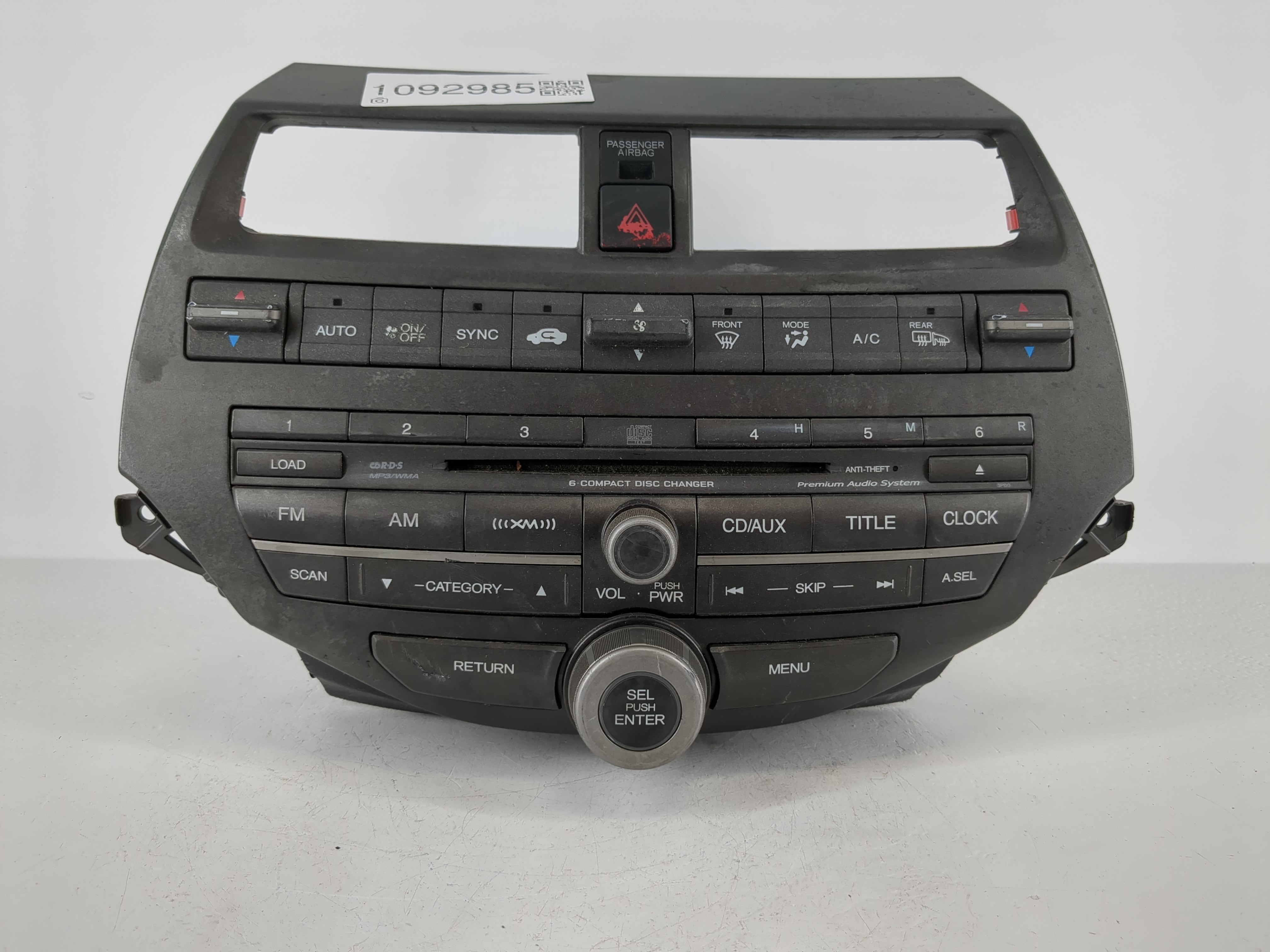 2011-2012 Honda Accord Am Fm Cd Player Radio Receiver 1092985 - Oemusedautoparts1.com