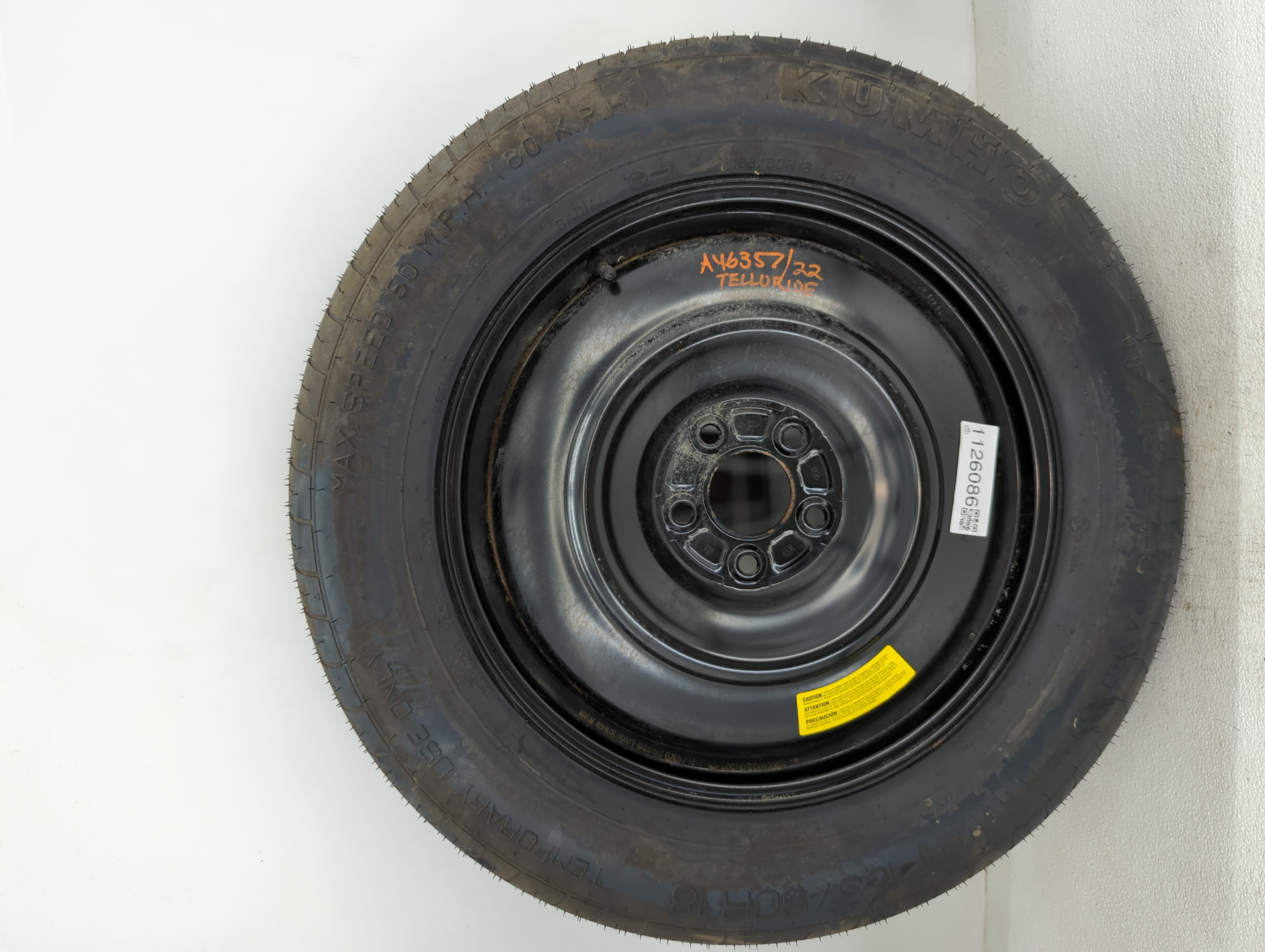 2020-2022 Kia Telluride Spare Donut Tire Wheel Rim Oem 1126086 - Oemusedautoparts1.com
