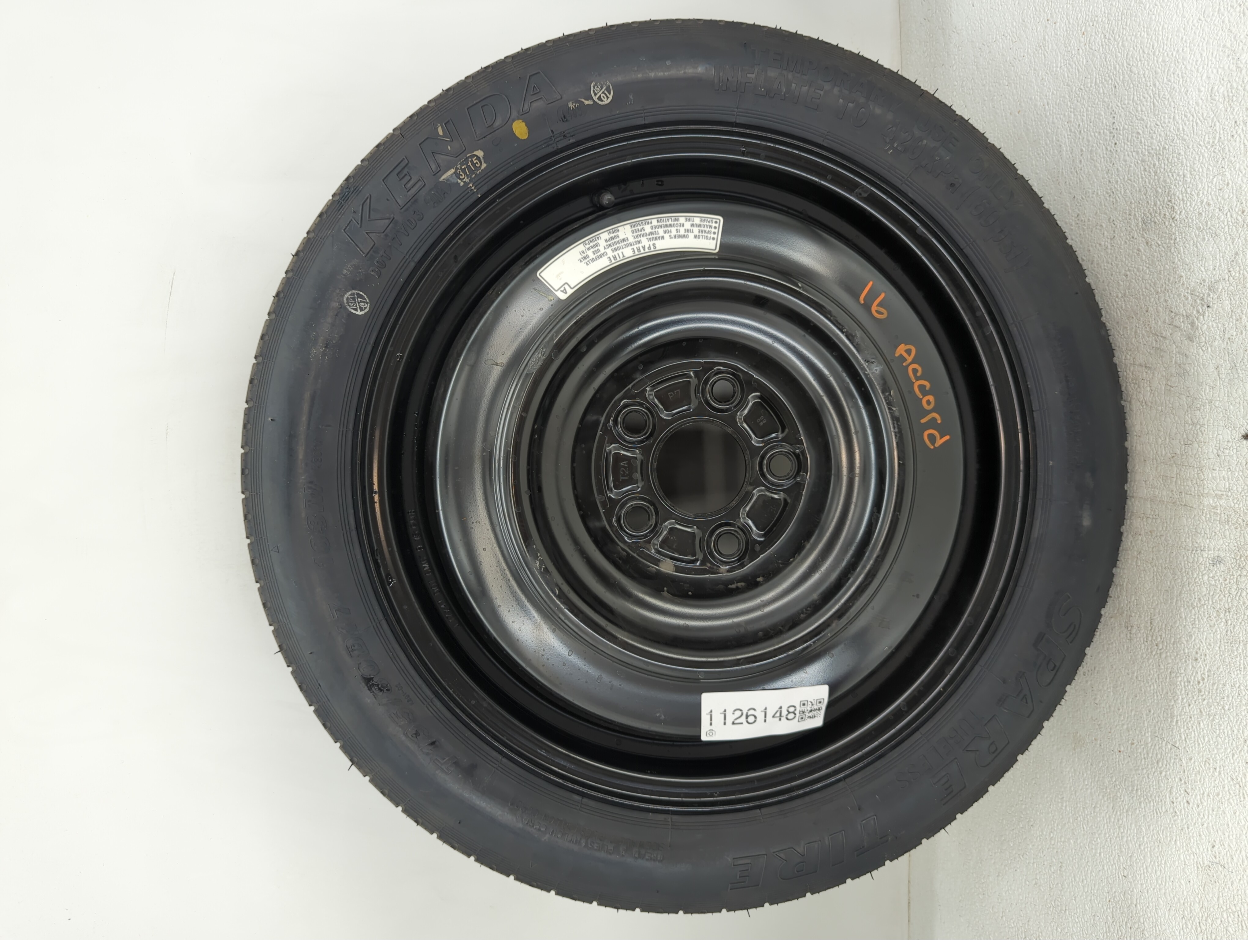 2016-2022 Honda Accord Spare Donut Tire Wheel Rim Oem 1126148 - Oemusedautoparts1.com