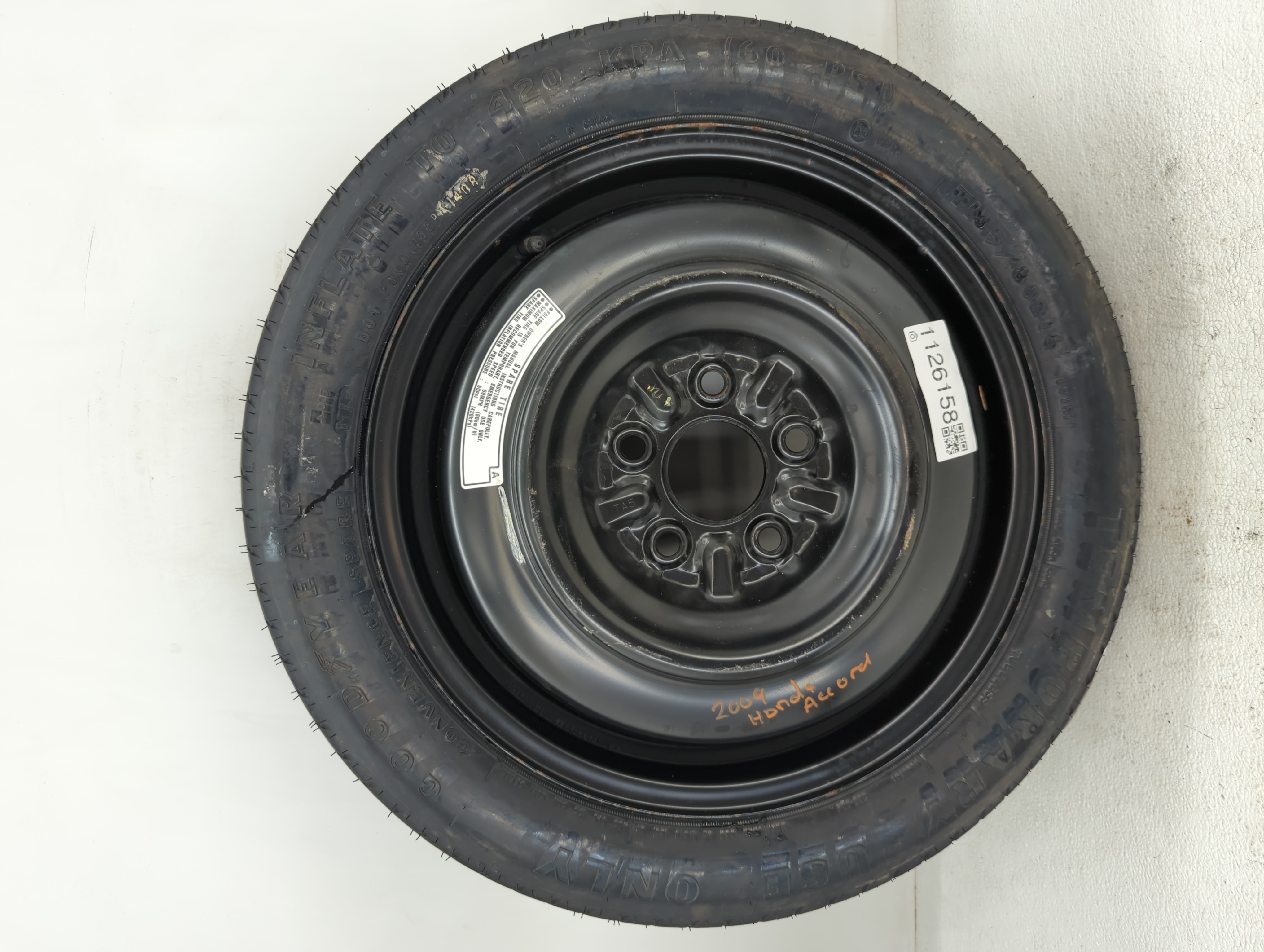 2008-2012 Honda Accord Spare Donut Tire Wheel Rim Oem 1126158 - Oemusedautoparts1.com