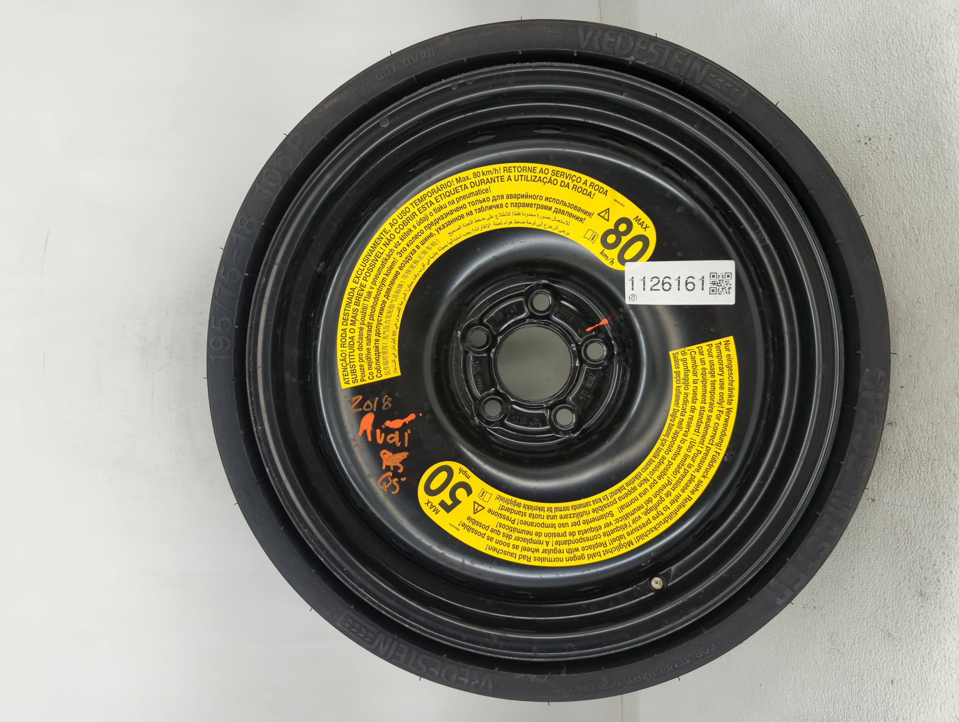 Picture of 2018-2022 Audi Q5 Spare Donut Tire Wheel Rim Oem 1126161