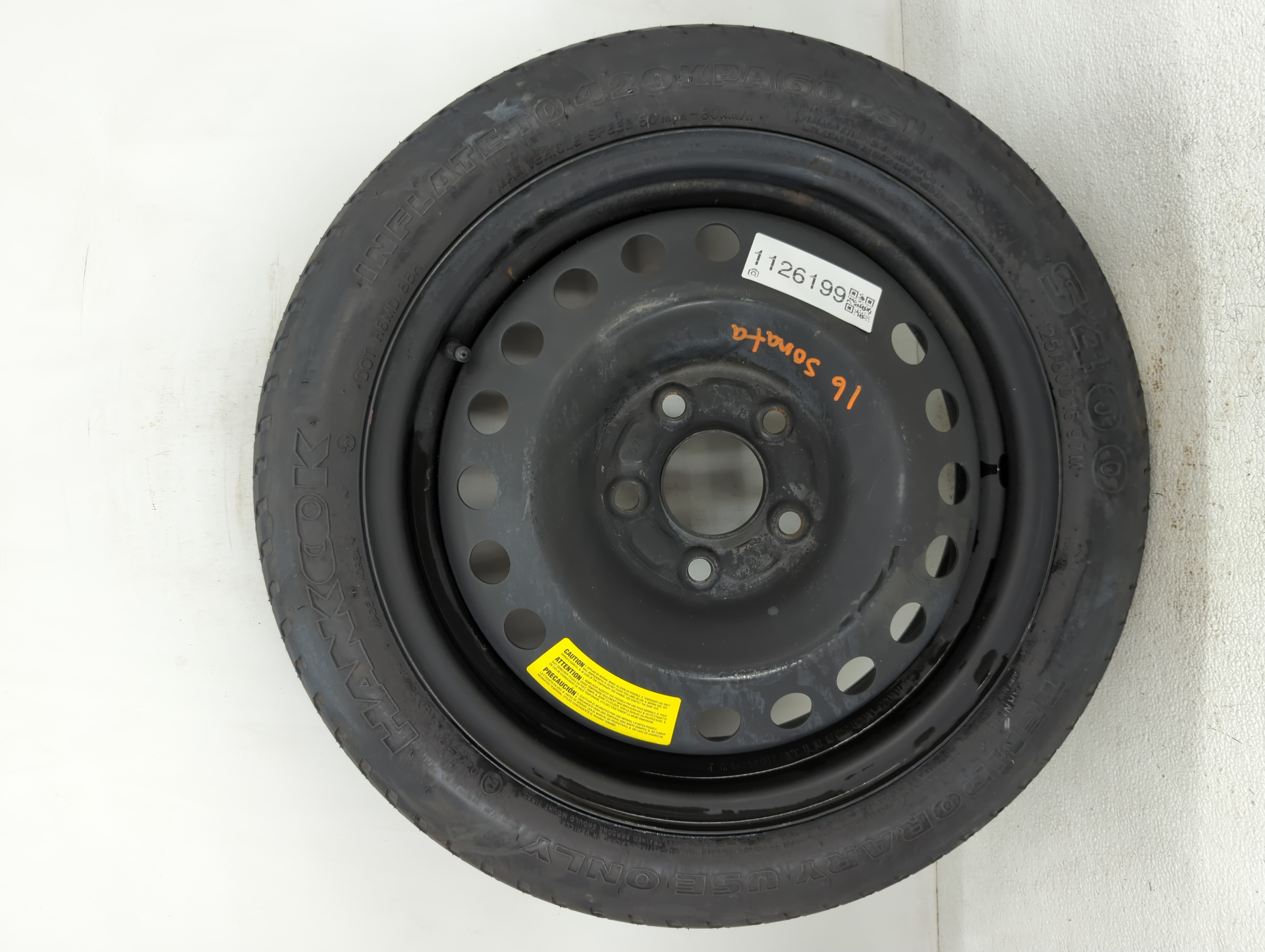 2015-2022 Hyundai Sonata Spare Donut Tire Wheel Rim Oem 1126199 - Oemusedautoparts1.com