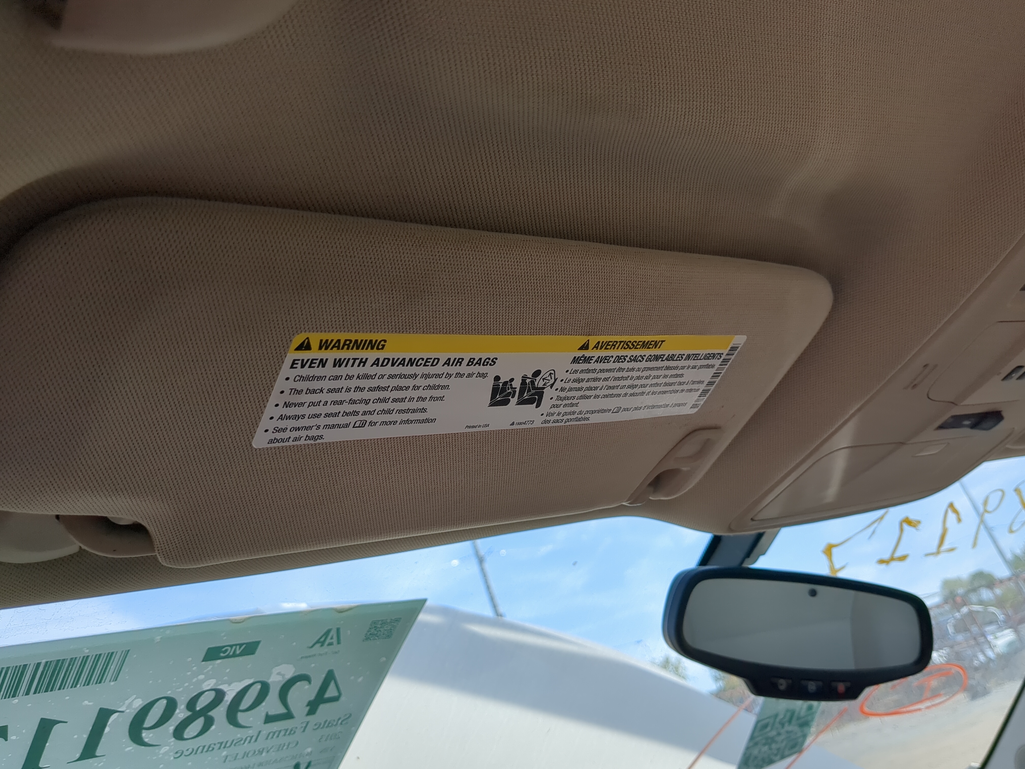 2013-2016 Chevrolet Malibu Driver Sun Visor Mirror Left Sunvisor 1182248 - Oemusedautoparts1.com