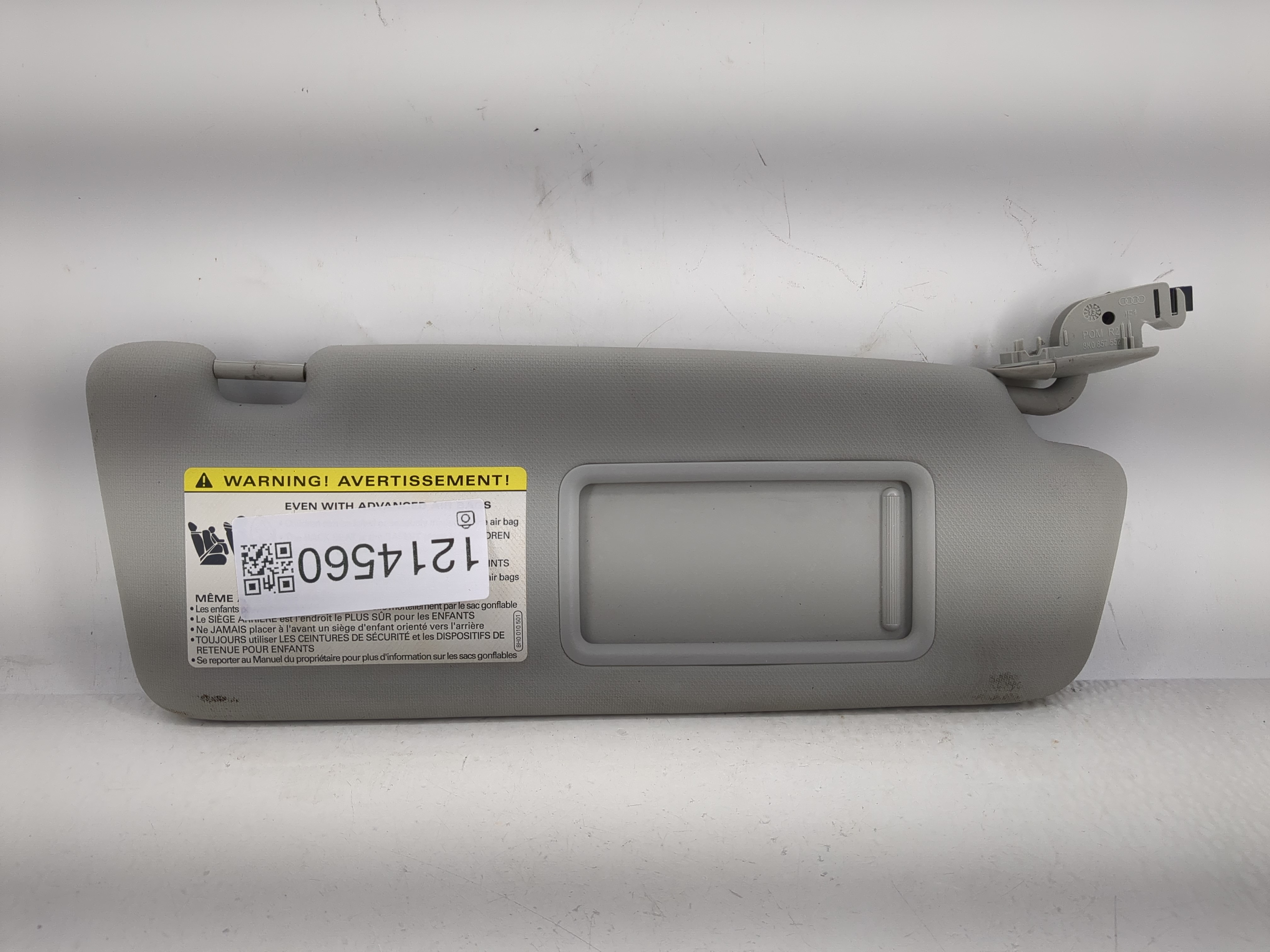 2013-2016 Audi A4 Passenger Sun Visor Mirror Right Sunvisor Gray 1214560 - Oemusedautoparts1.com