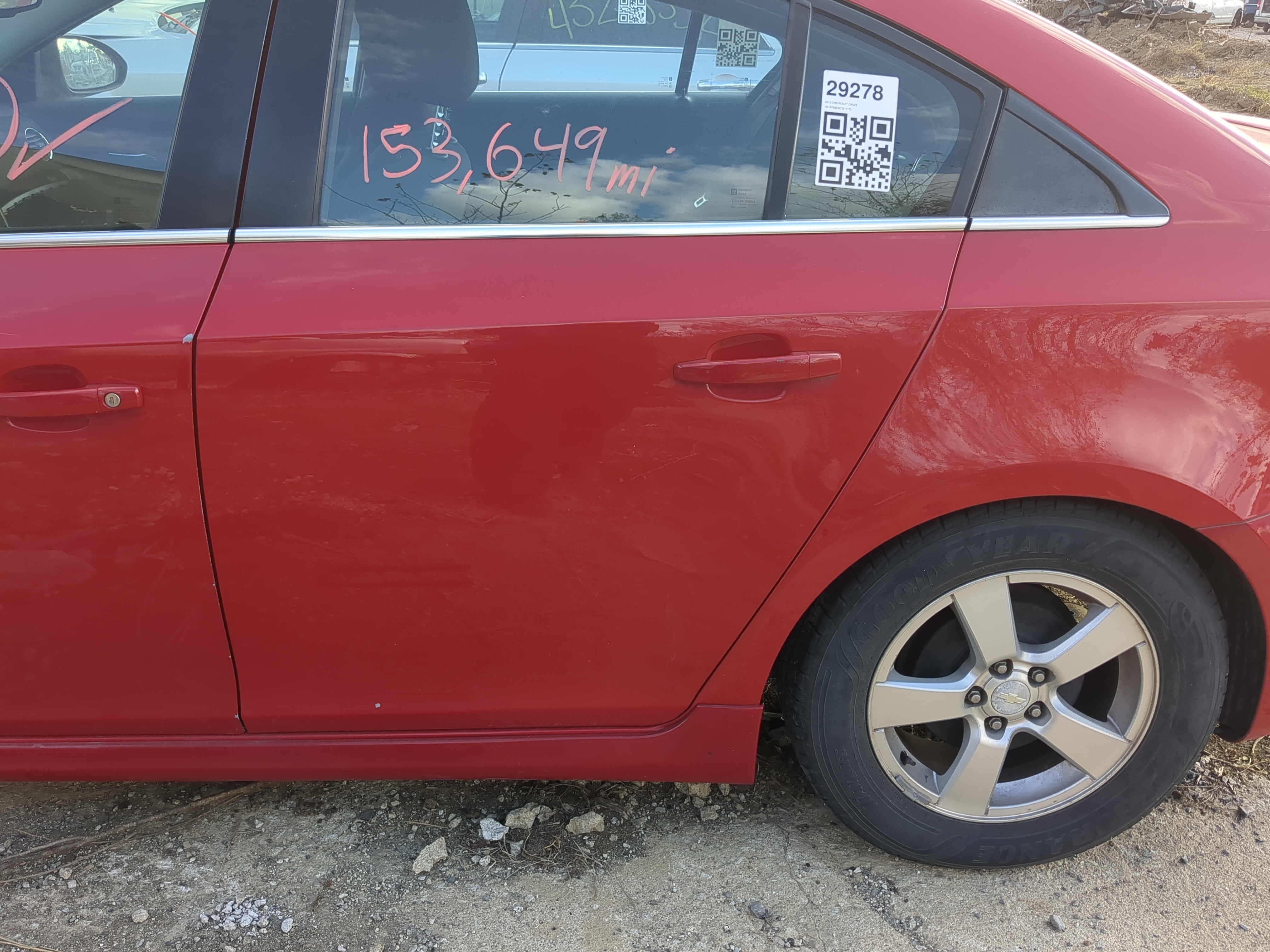 2011-2012 Chevrolet Cruze Driver Rear Door Oem 1218637 - Oemusedautoparts1.com