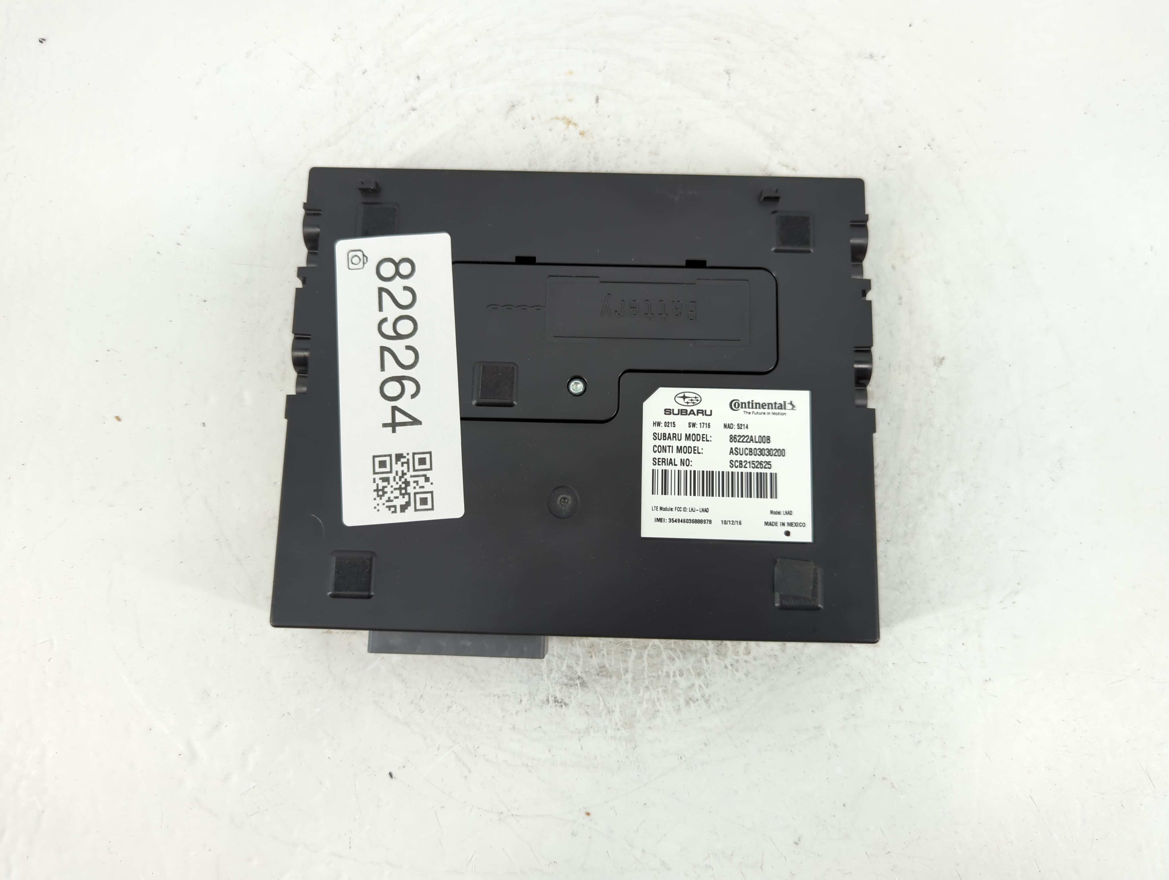 2016 Subaru Legacy Bluetooth Phone Communication Control Module Ccm Oem 829264 - Oemusedautoparts1.com