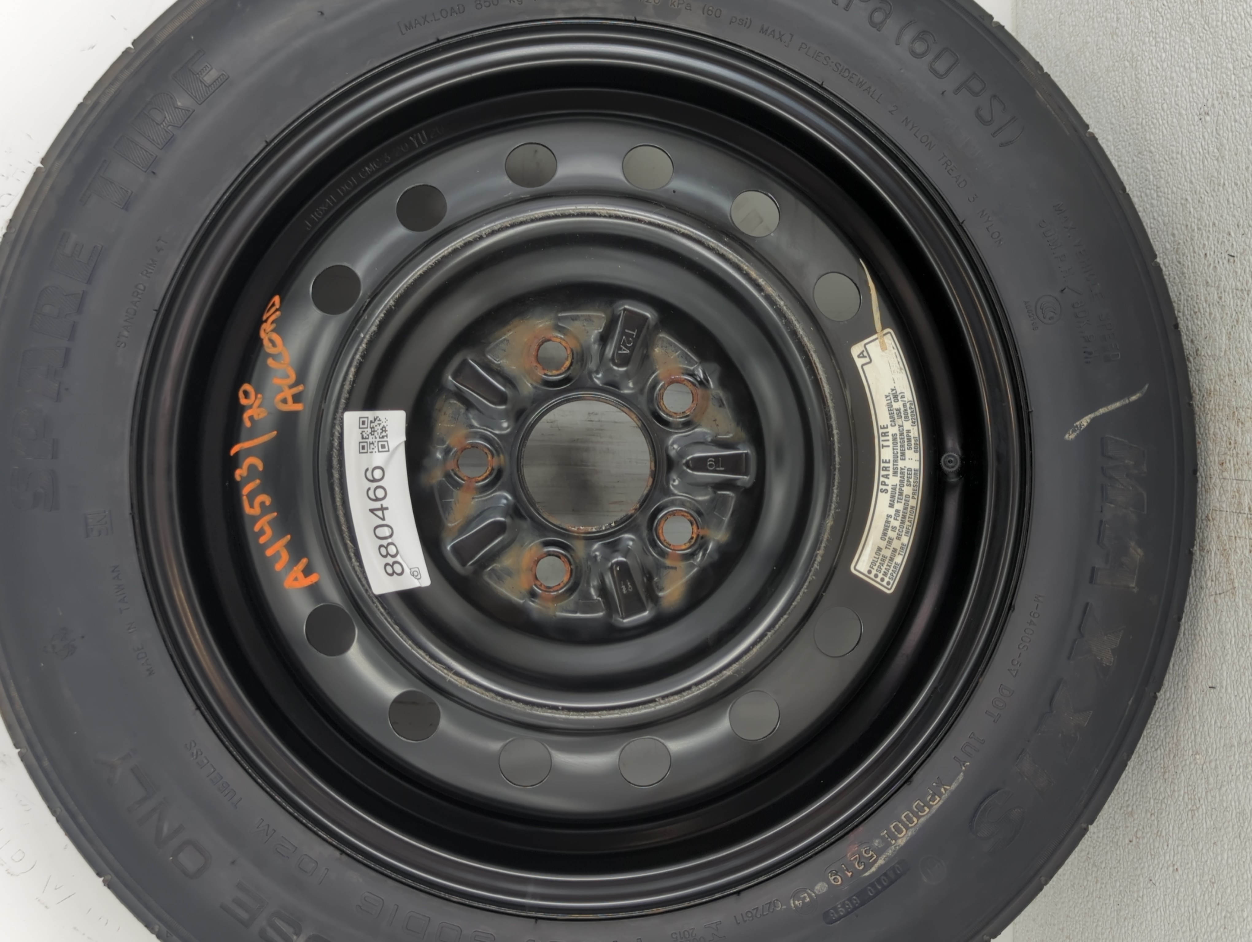 Picture of 2007-2012 Nissan Sentra Spare Donut Tire Wheel Rim Oem 880466