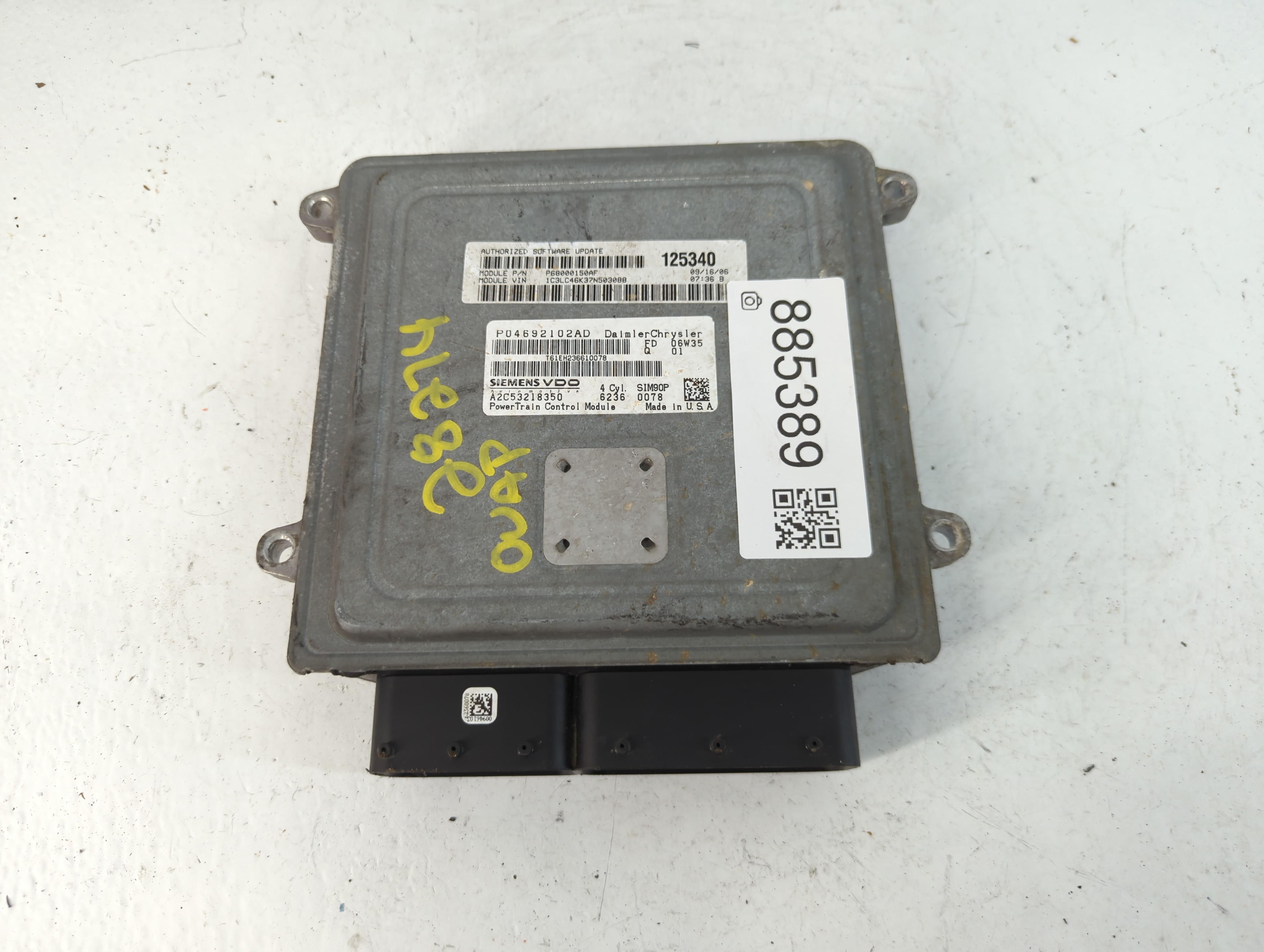2007-2010 Chrysler Sebring Engine Control Computer Ecu Pcm Ecm Pcu Oem 885389 - Oemusedautoparts1.com
