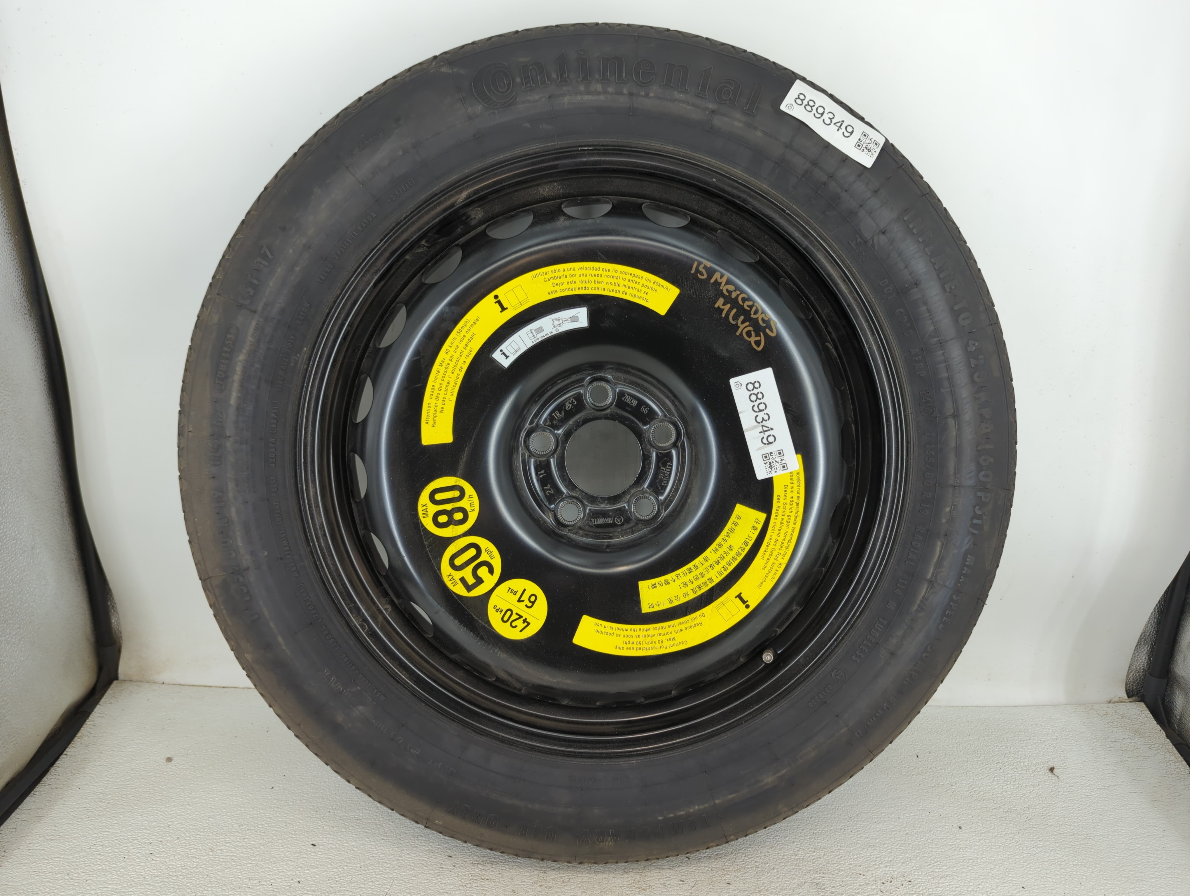 2015-2015 Mercedes-benz Ml400 Spare Donut Tire Wheel Rim Oem 889349 - Oemusedautoparts1.com