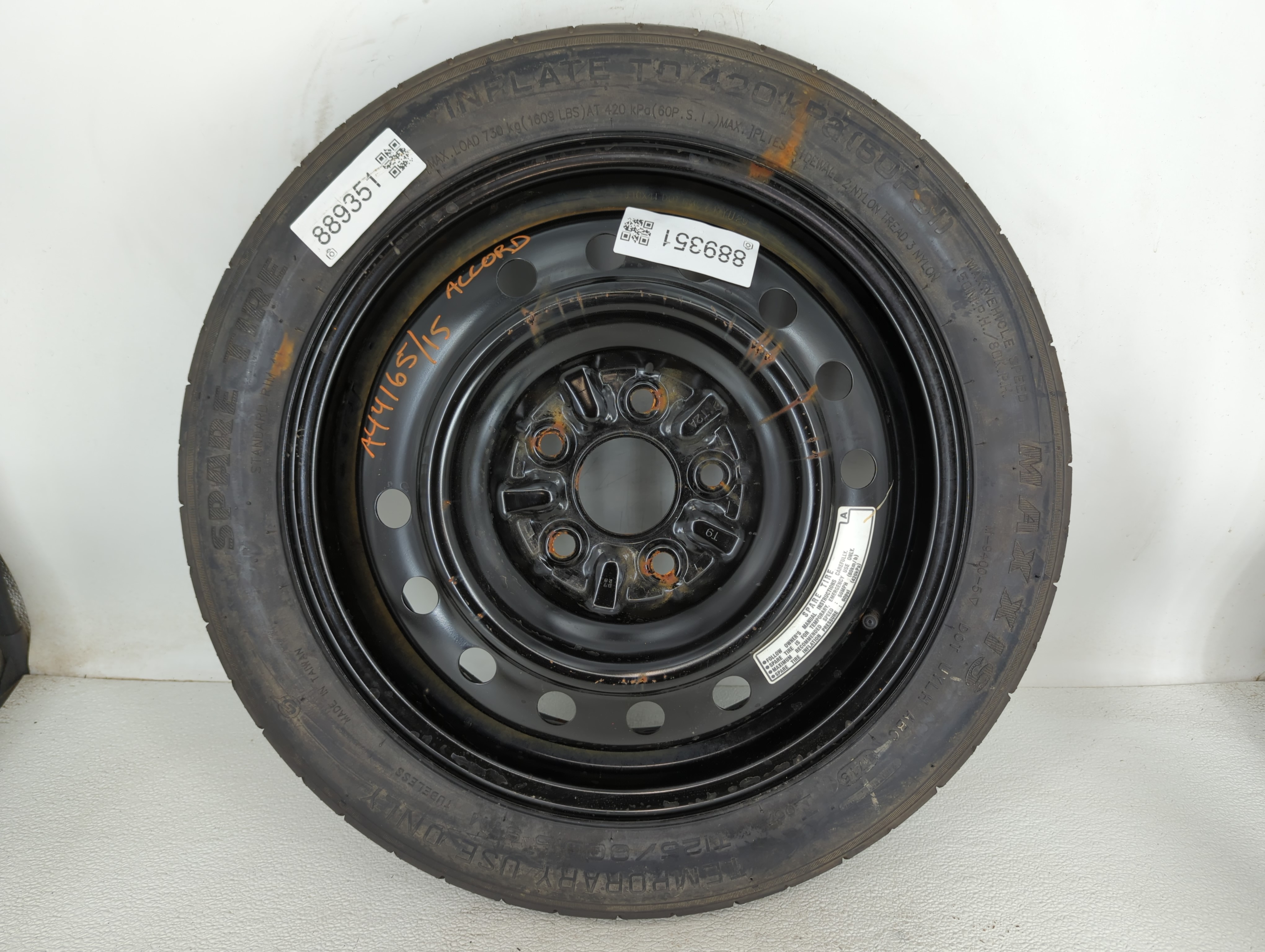 2013-2022 Honda Accord Spare Donut Tire Wheel Rim Oem 889351 - Oemusedautoparts1.com