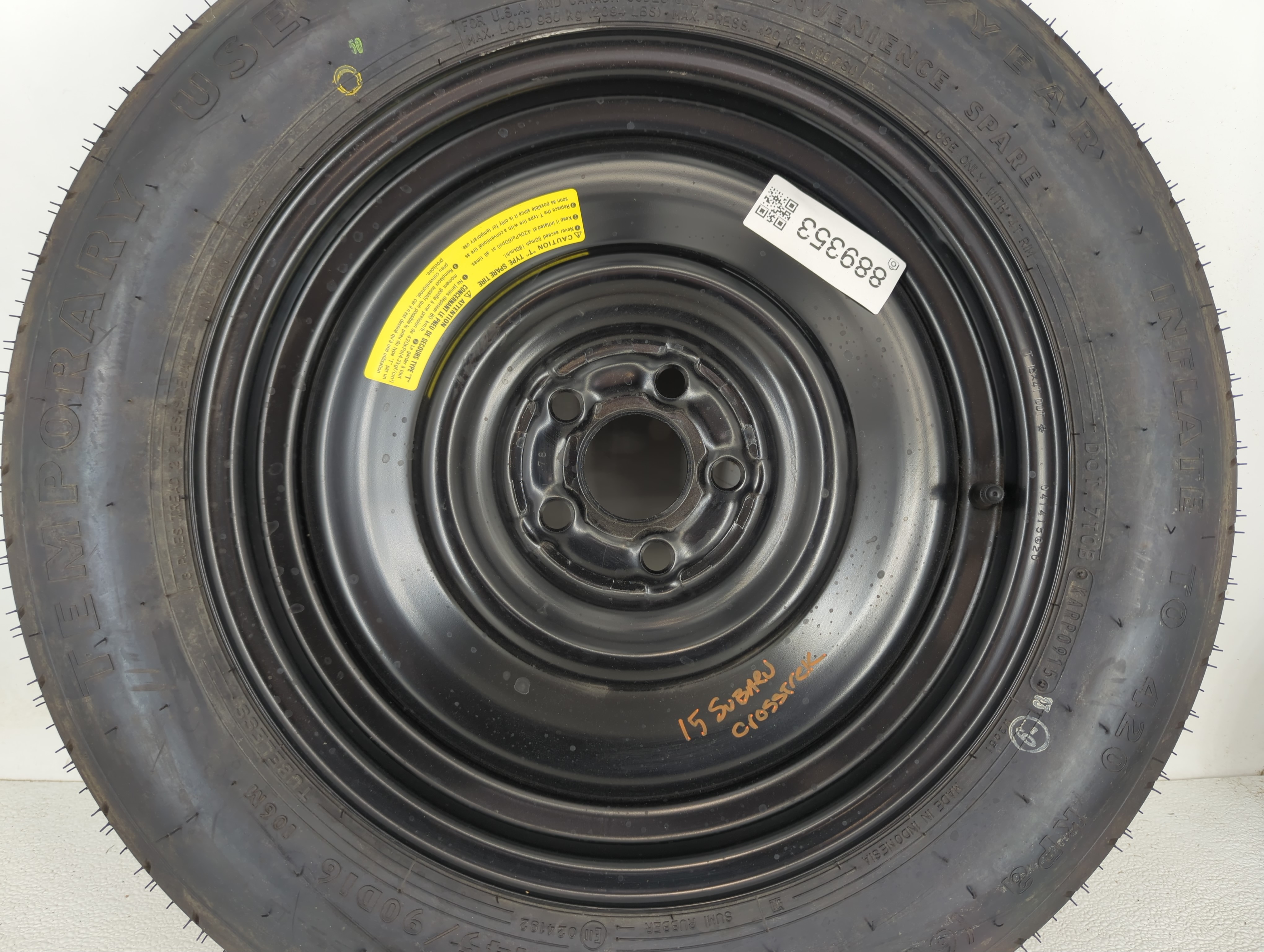 Picture of 2014-2015 Nissan Rogue Spare Donut Tire Wheel Rim Oem 889353