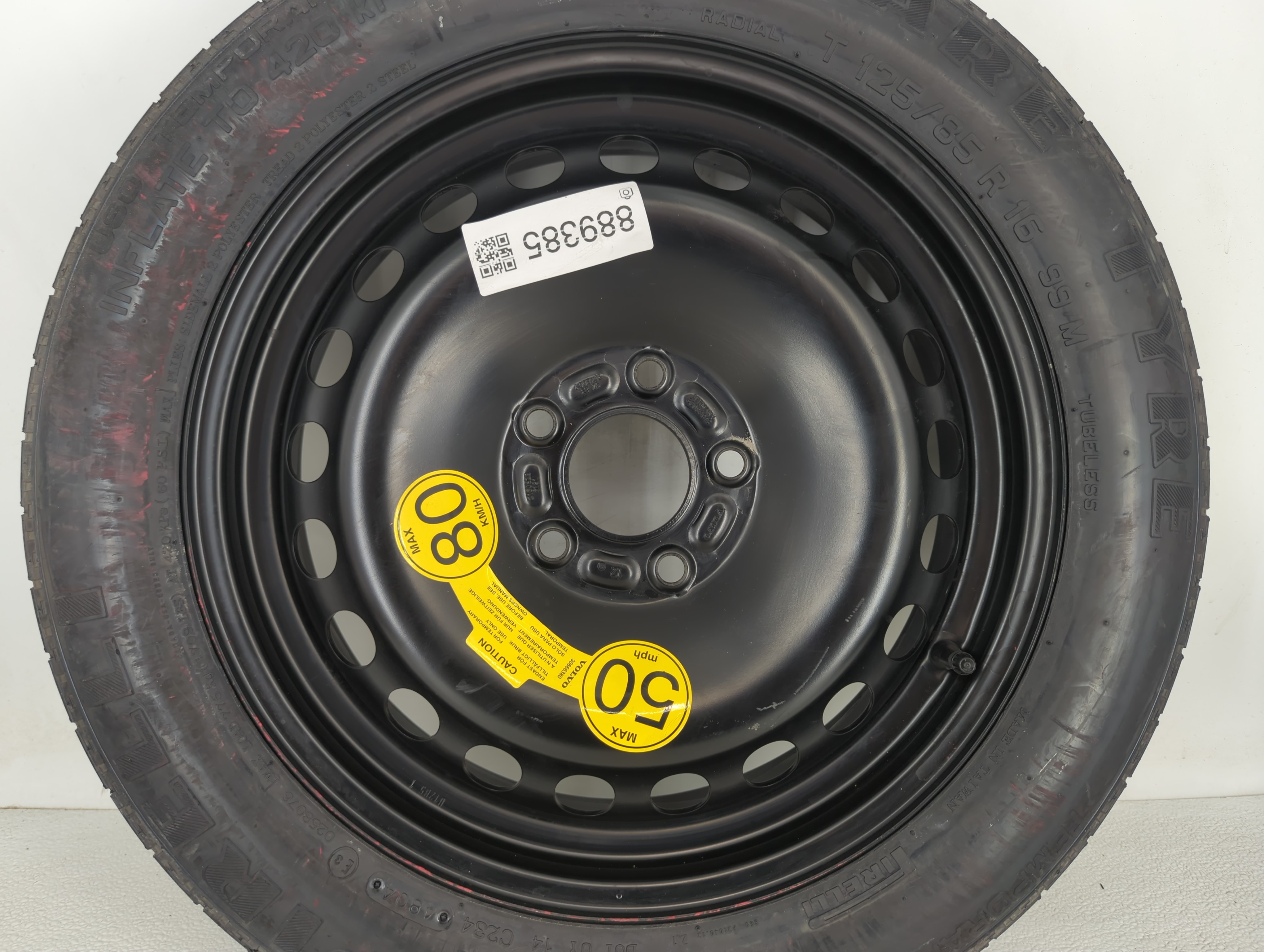 Picture of 2004-2011 Volvo S40 Spare Donut Tire Wheel Rim Oem 889385