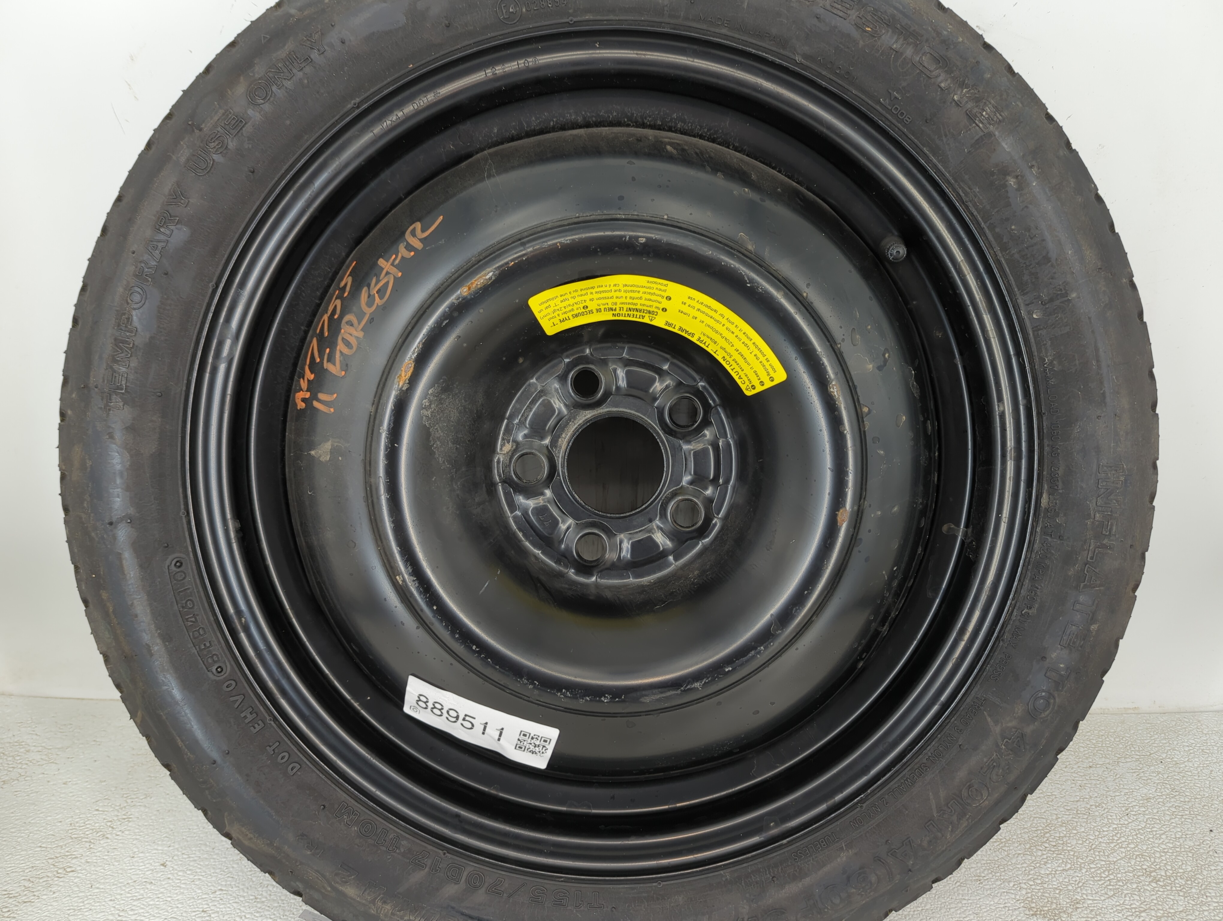 2007-2017 Toyota Camry Spare Donut Tire Wheel Rim Oem 889511 - Oemusedautoparts1.com