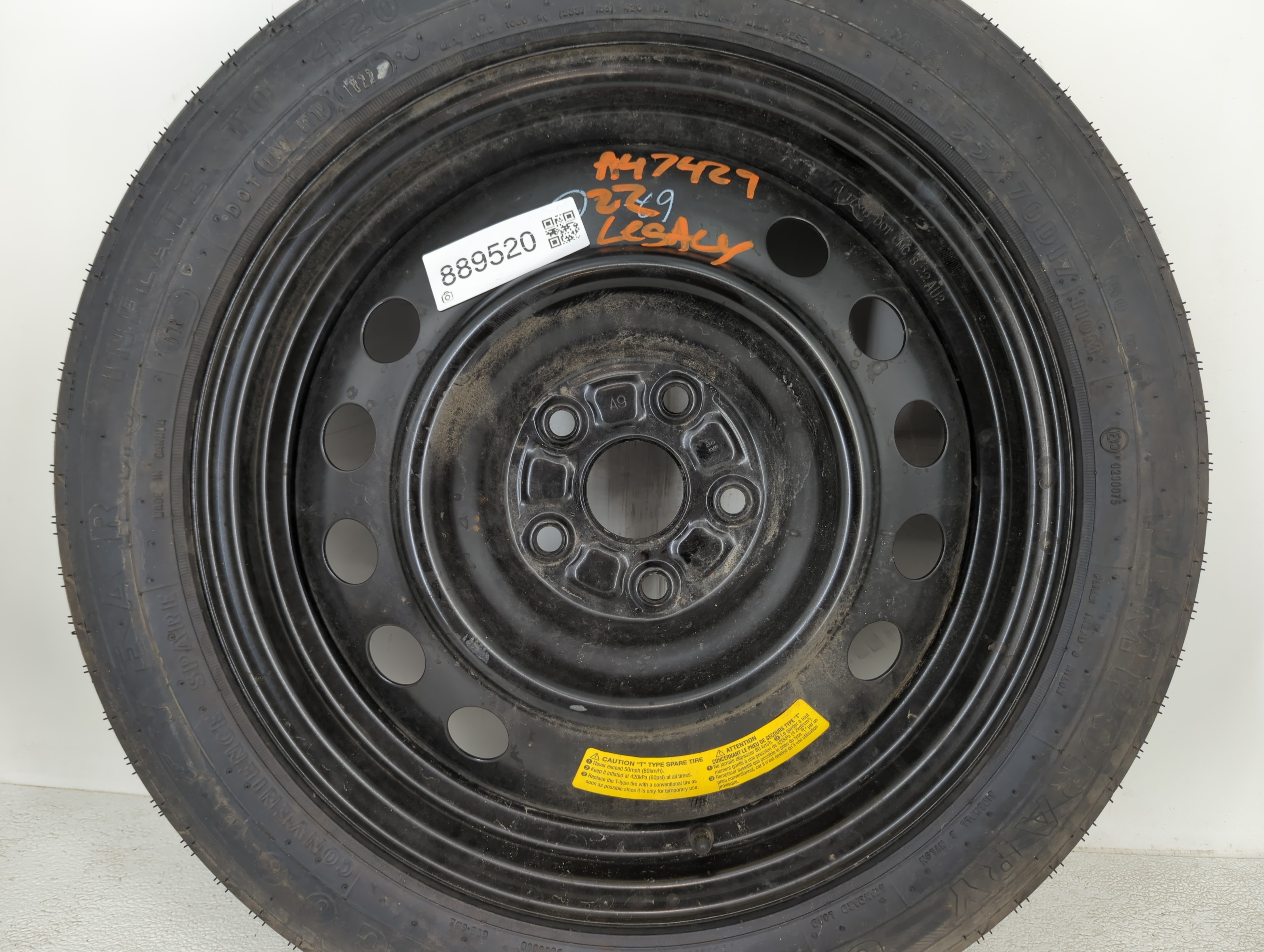 2009-2013 Subaru Forester Spare Donut Tire Wheel Rim Oem 889520 - Oemusedautoparts1.com