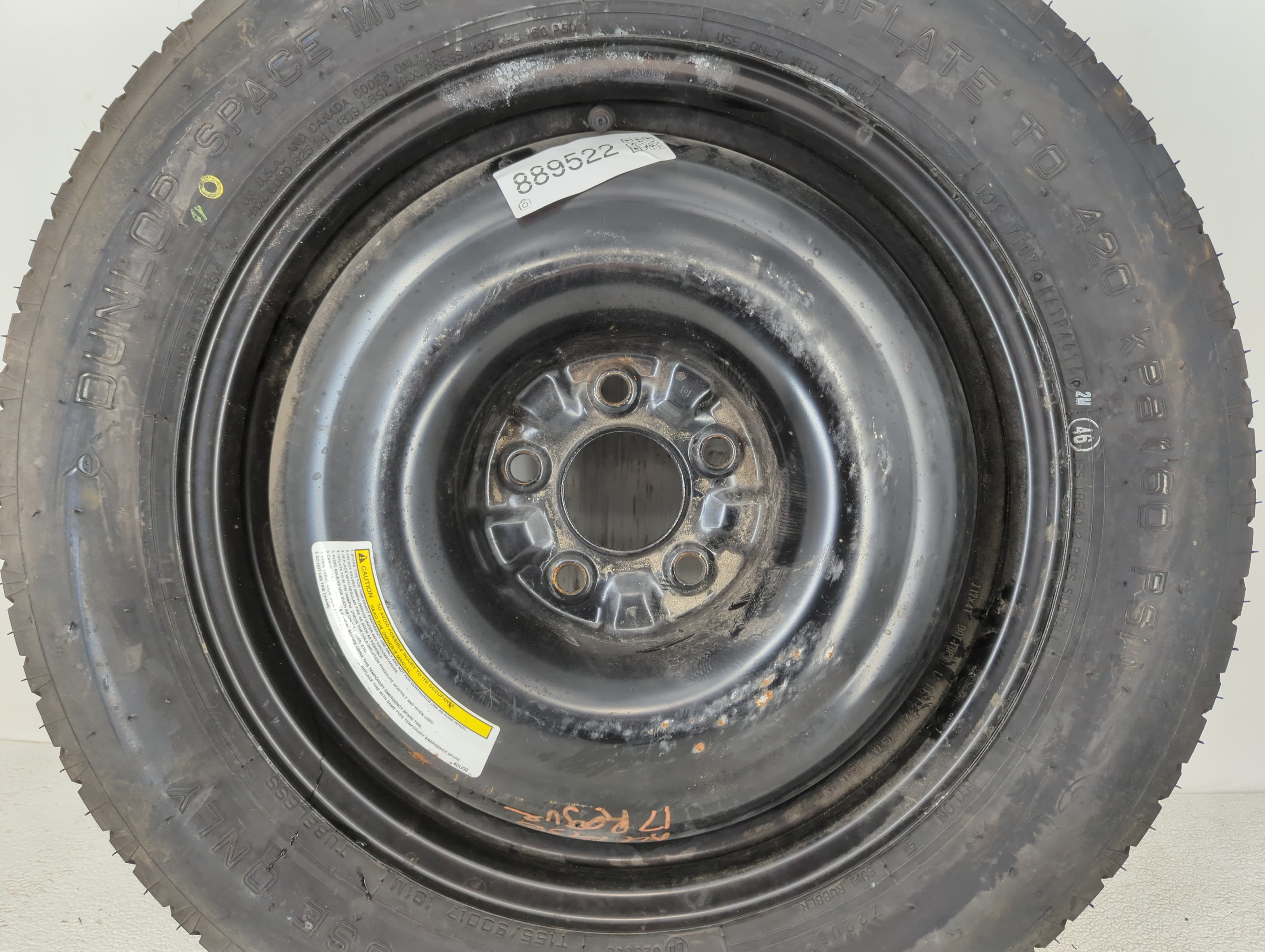 Picture of 2007-2011 Honda Cr-v Spare Donut Tire Wheel Rim Oem 889522