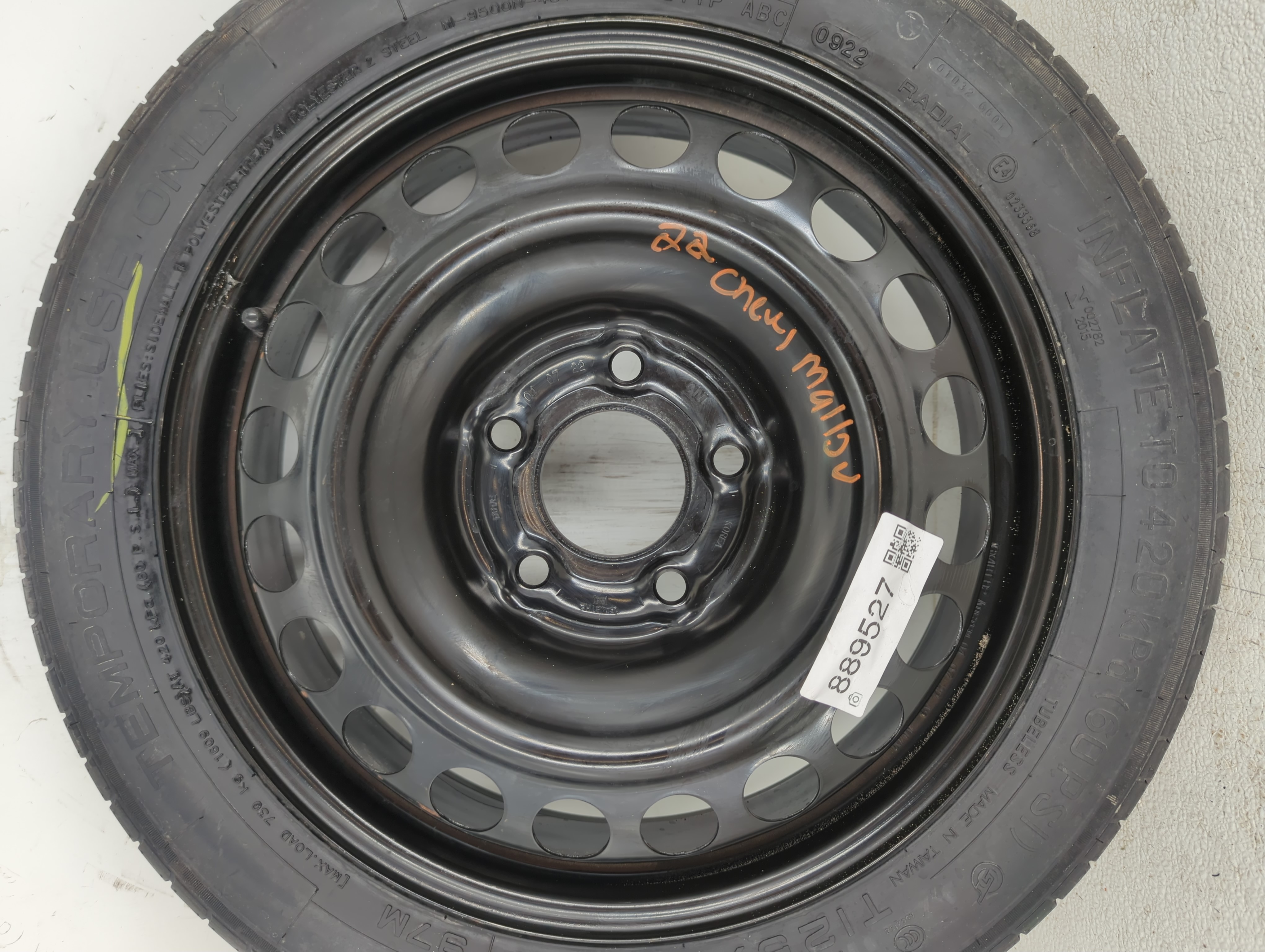 2018-2022 Chevrolet Malibu Spare Donut Tire Wheel Rim Oem 889527 - Oemusedautoparts1.com