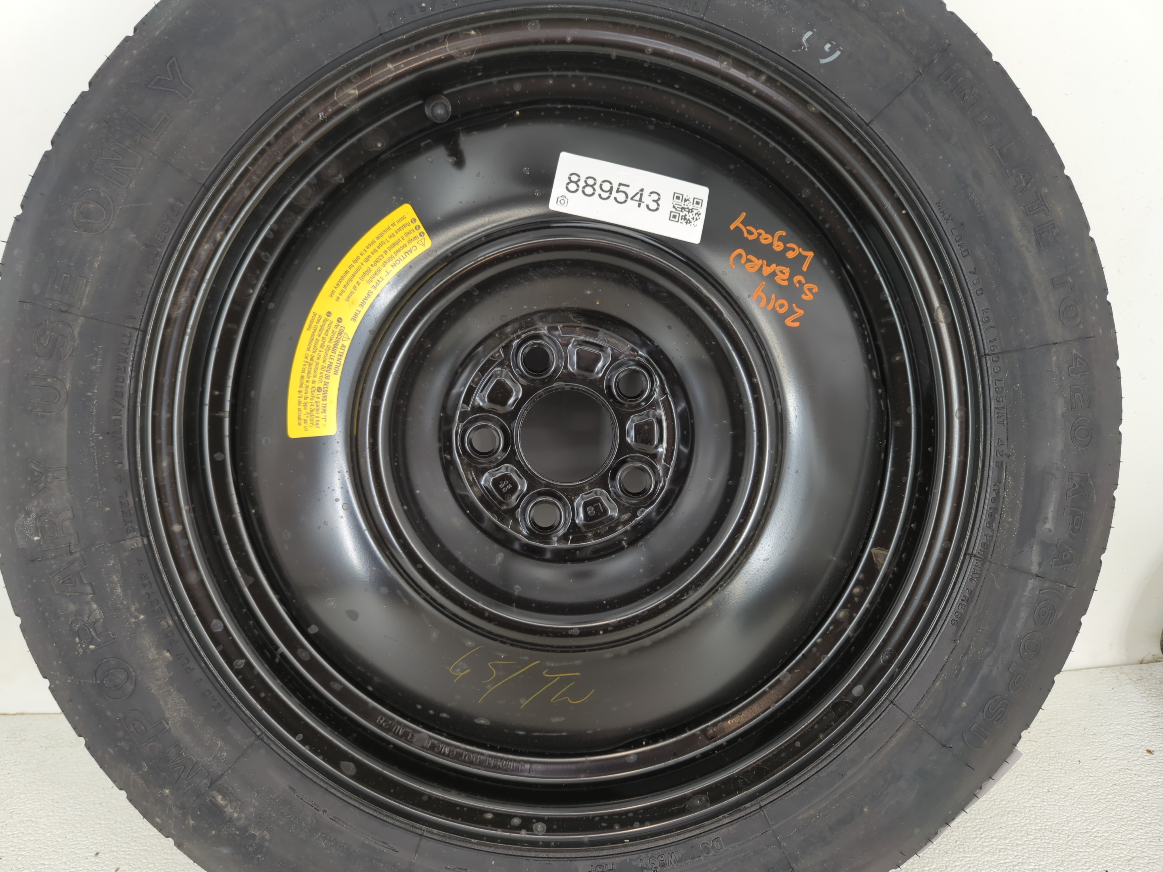 Picture of Dodge Caravan Spare Donut Tire Wheel Rim Oem 889543