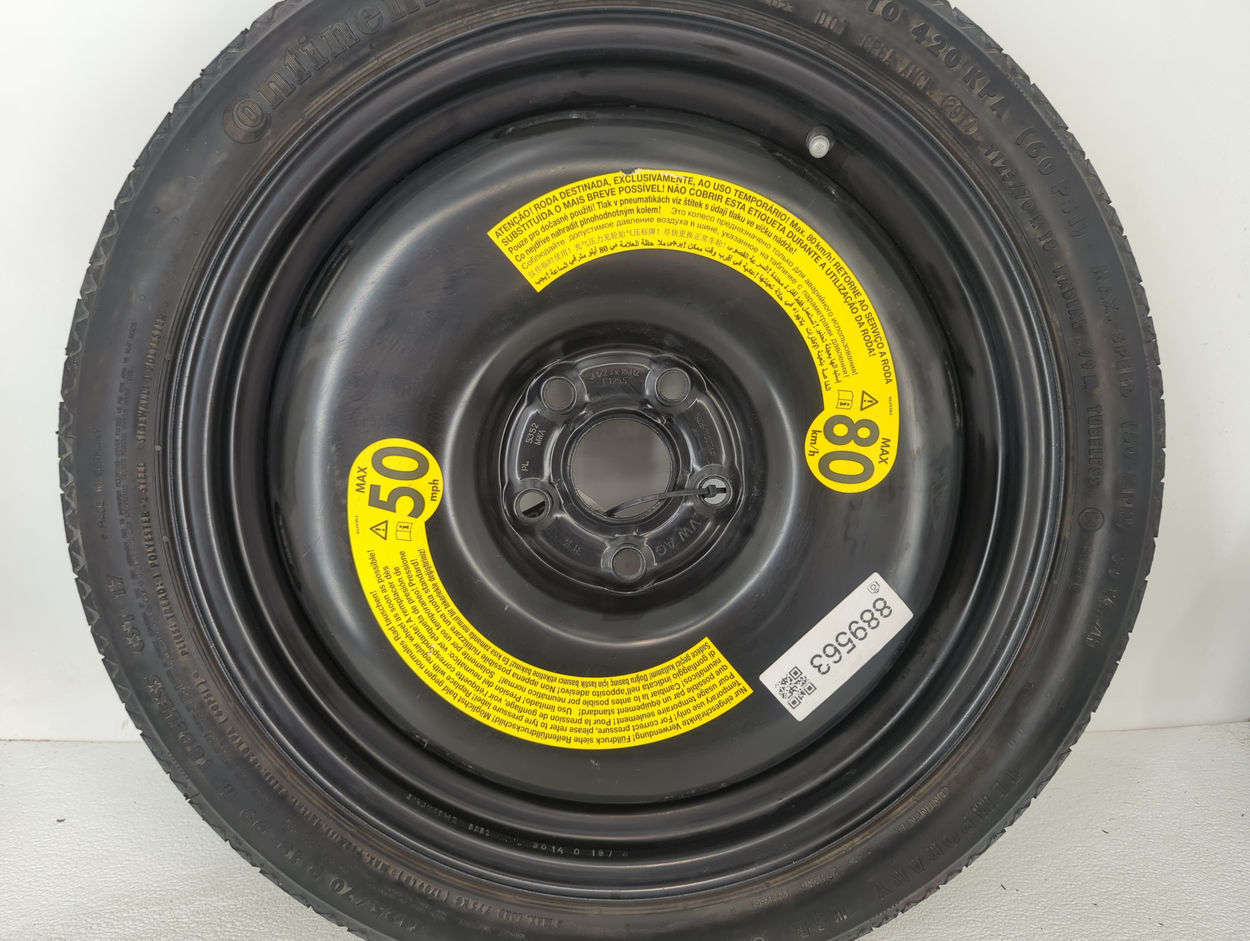 2015-2020 Audi A3 Spare Donut Tire Wheel Rim Oem 889563 - Oemusedautoparts1.com