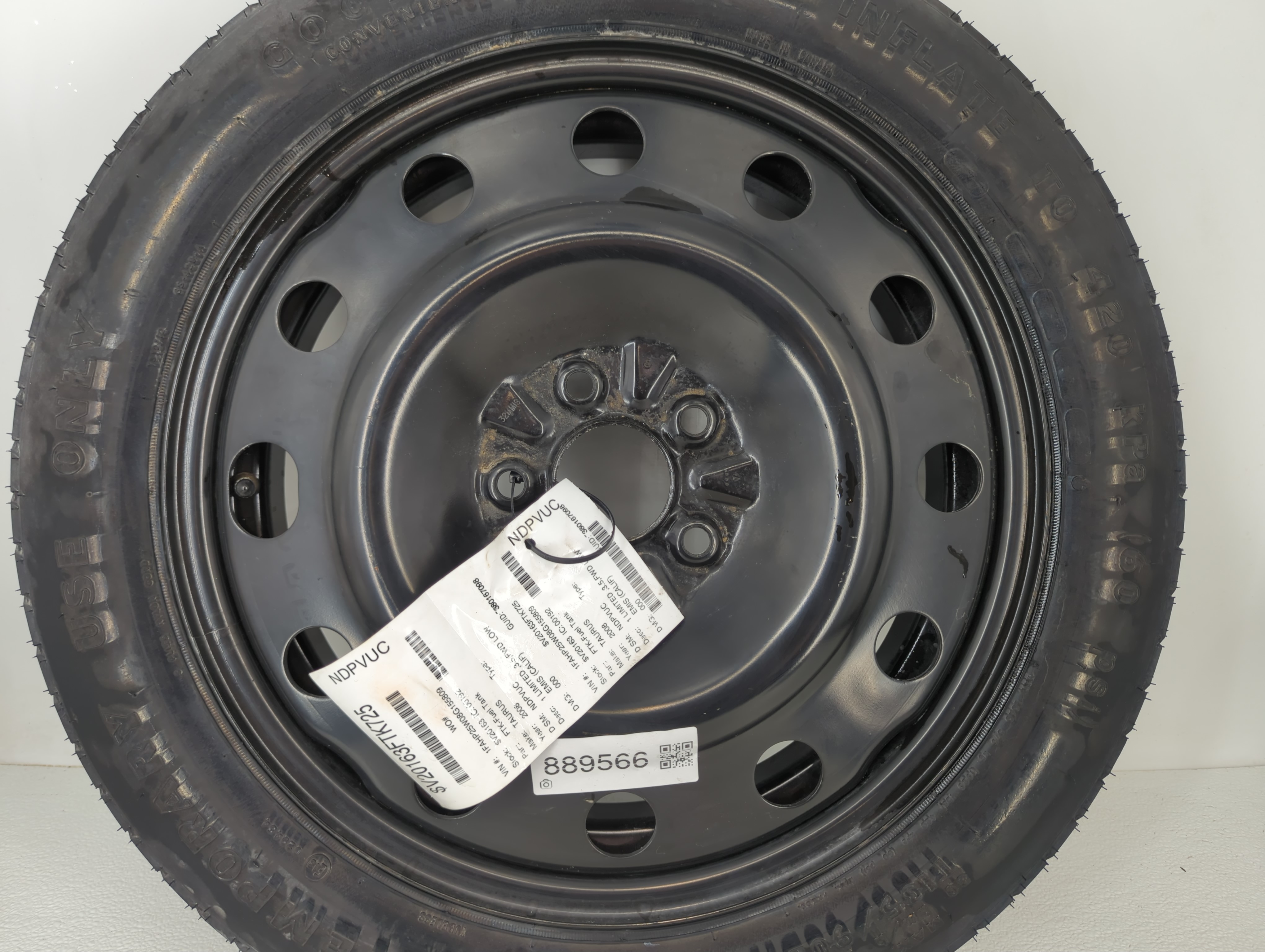 Picture of 2009-2016 Hyundai Genesis Spare Donut Tire Wheel Rim Oem 889566