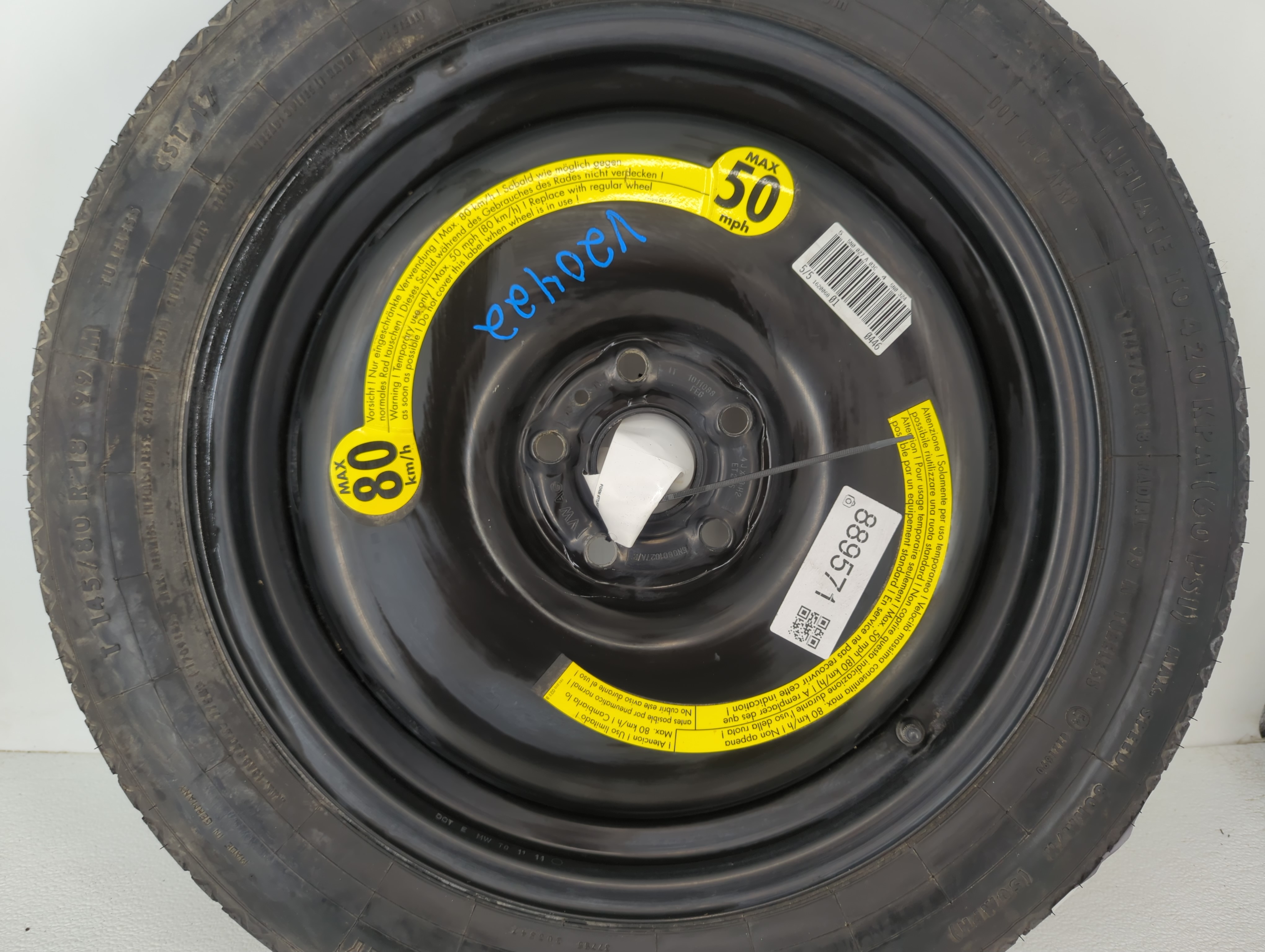 2009-2011 Volkswagen Tiguan Spare Donut Tire Wheel Rim Oem 889571 - Oemusedautoparts1.com