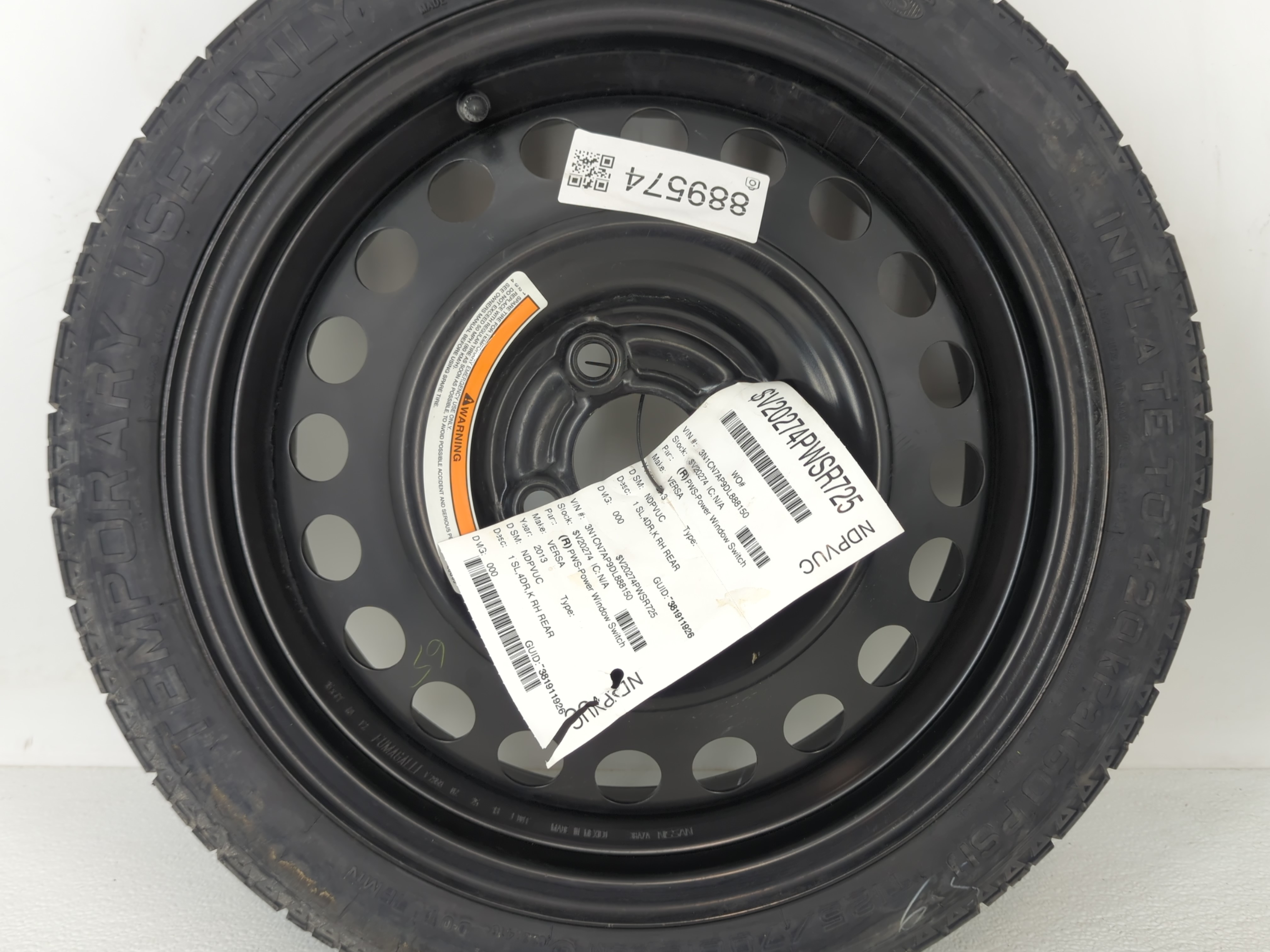 Picture of 2006-2015 Hyundai Tucson Spare Donut Tire Wheel Rim Oem 889574
