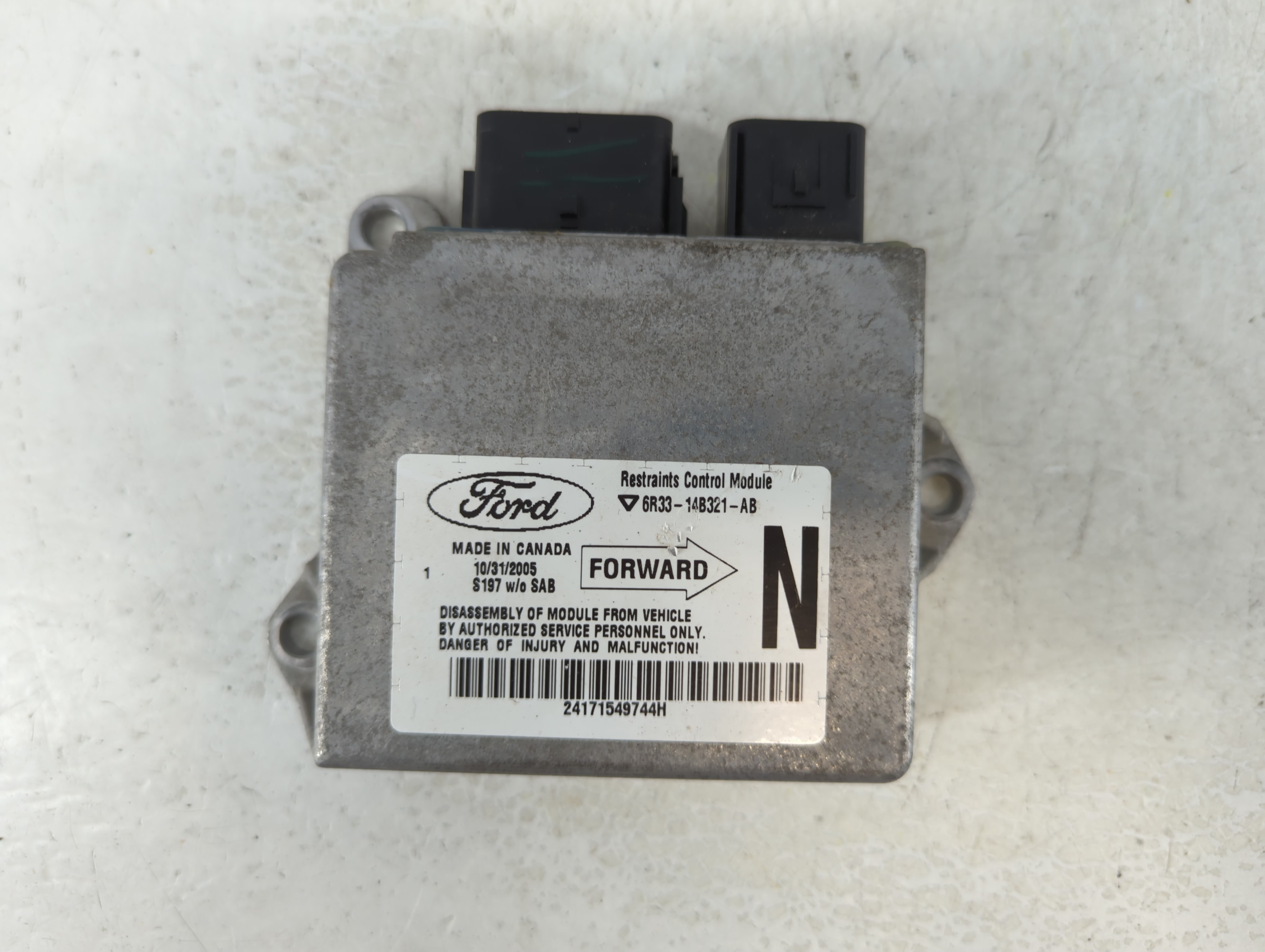 2006 Ford Mustang Srs Safety Restraint System Module 6r33-14b321-aa 912417 - Oemusedautoparts1.com