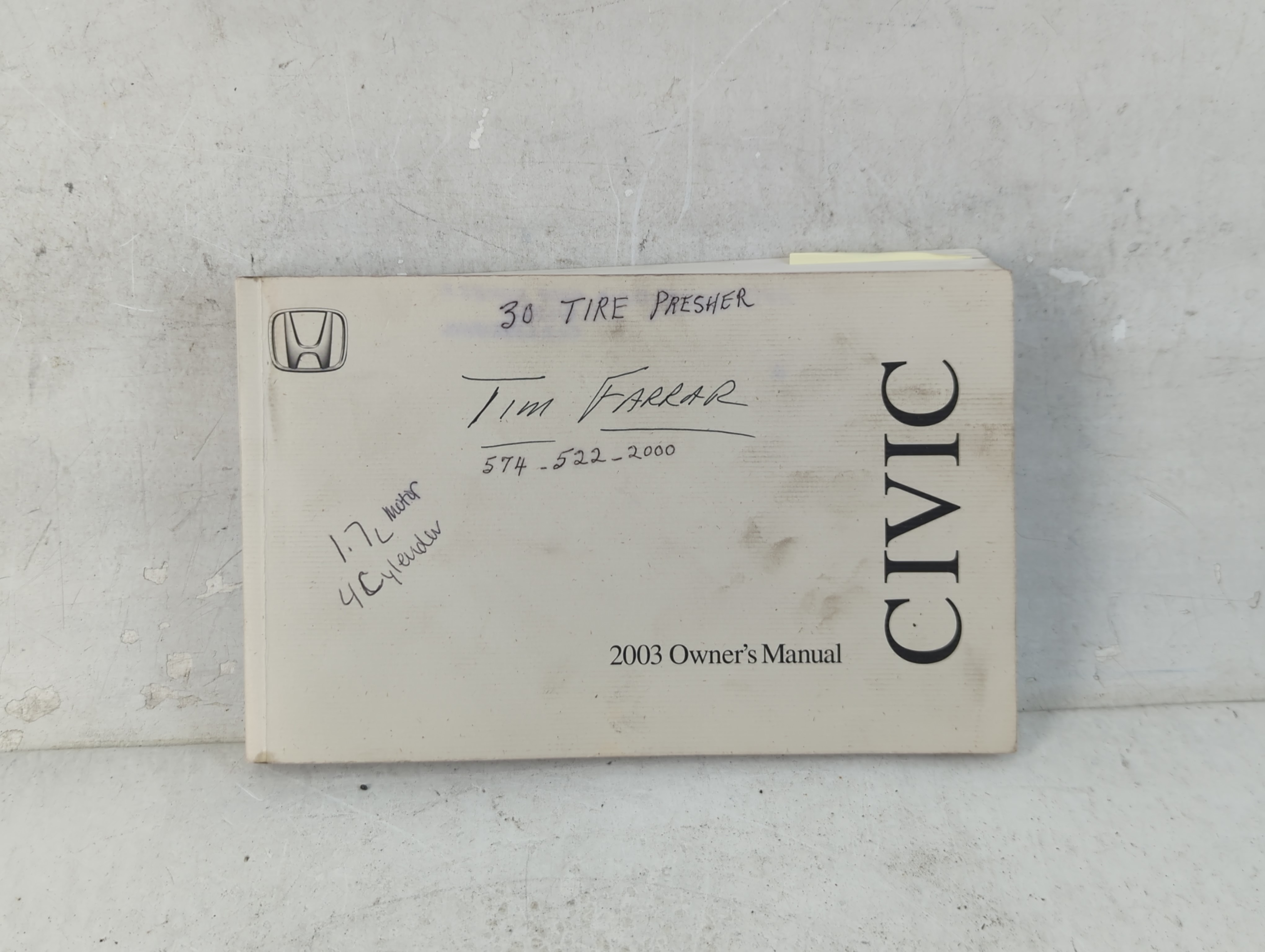 2003 Honda Civic Owners Manual Book Guide 923423 - Oemusedautoparts1.com