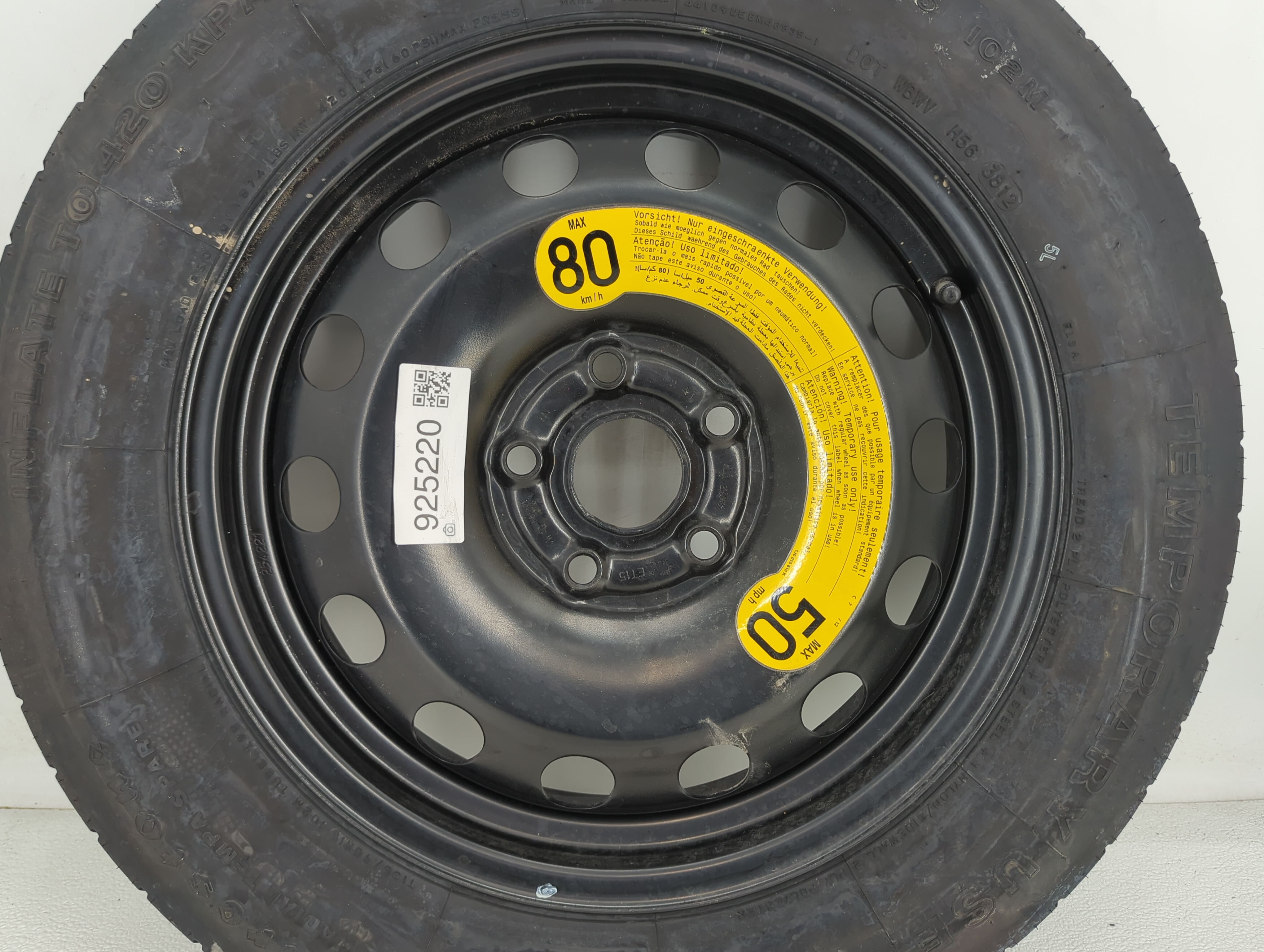 Picture of 2012-2014 Volkswagen Jetta Spare Donut Tire Wheel Rim Oem 925220