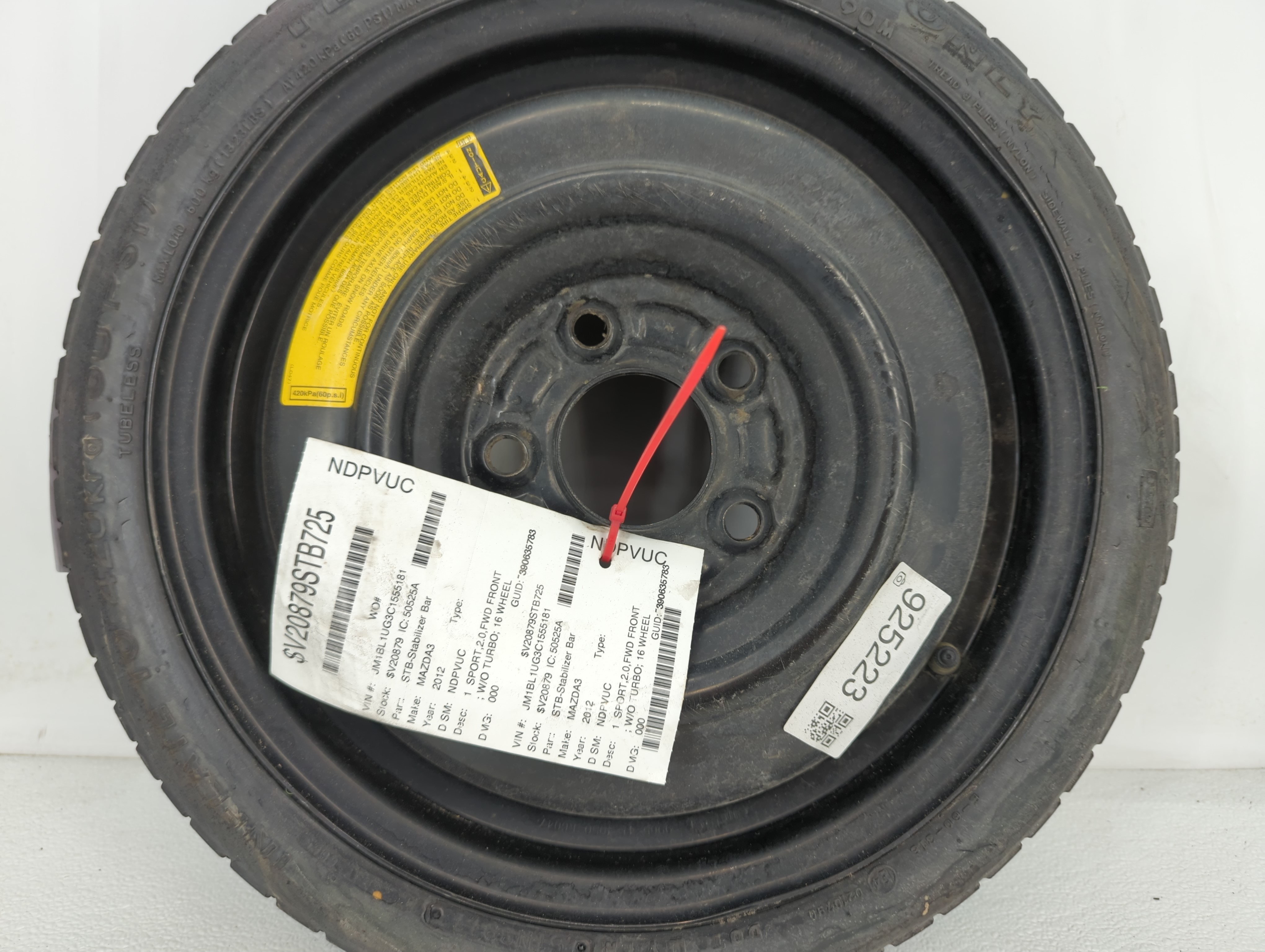 2004-2013 Mazda 3 Spare Donut Tire Wheel Rim Oem 925223 - Oemusedautoparts1.com