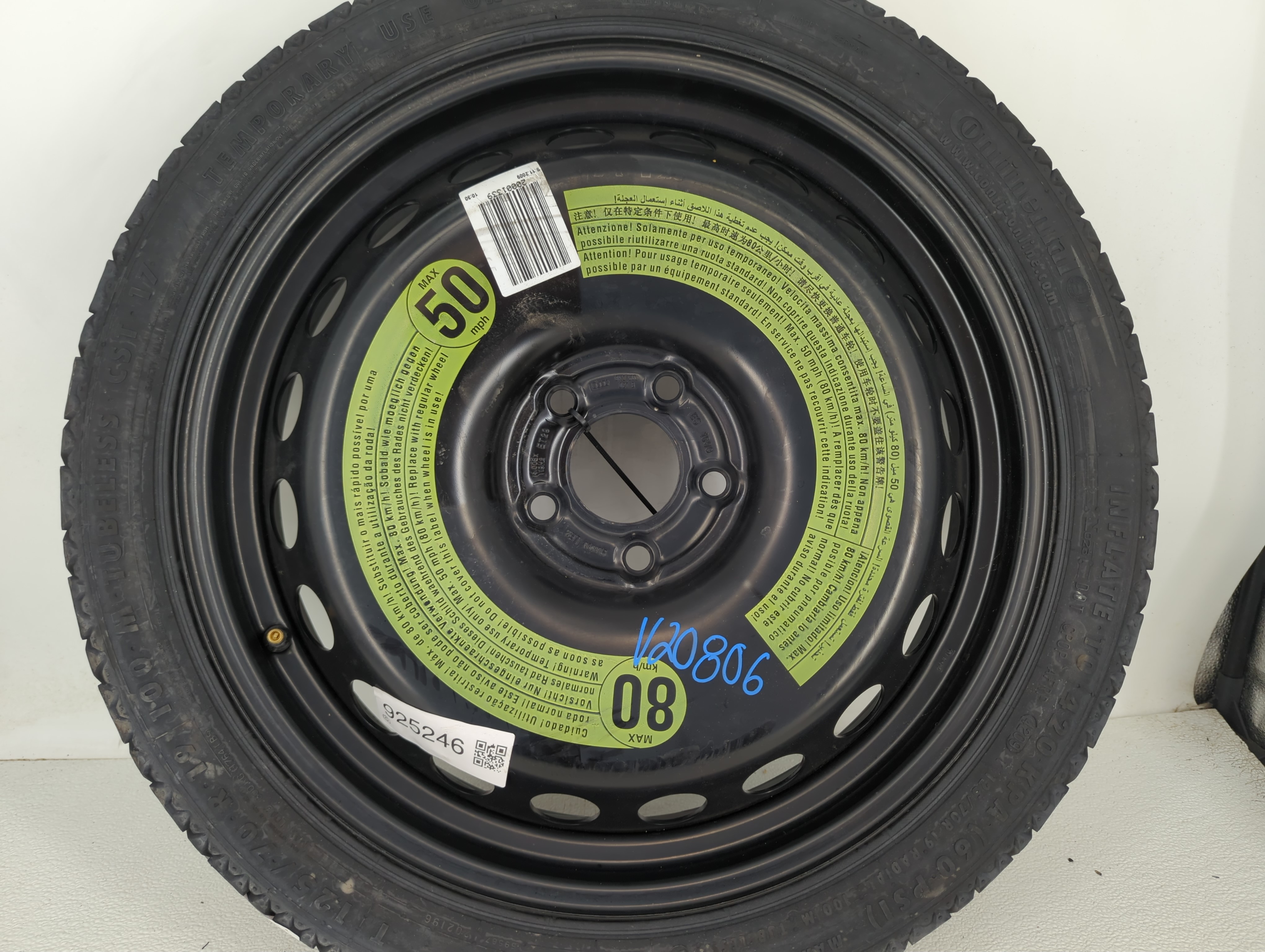 2016 Audi S4 Spare Donut Tire Wheel Rim Oem 925246 - Oemusedautoparts1.com