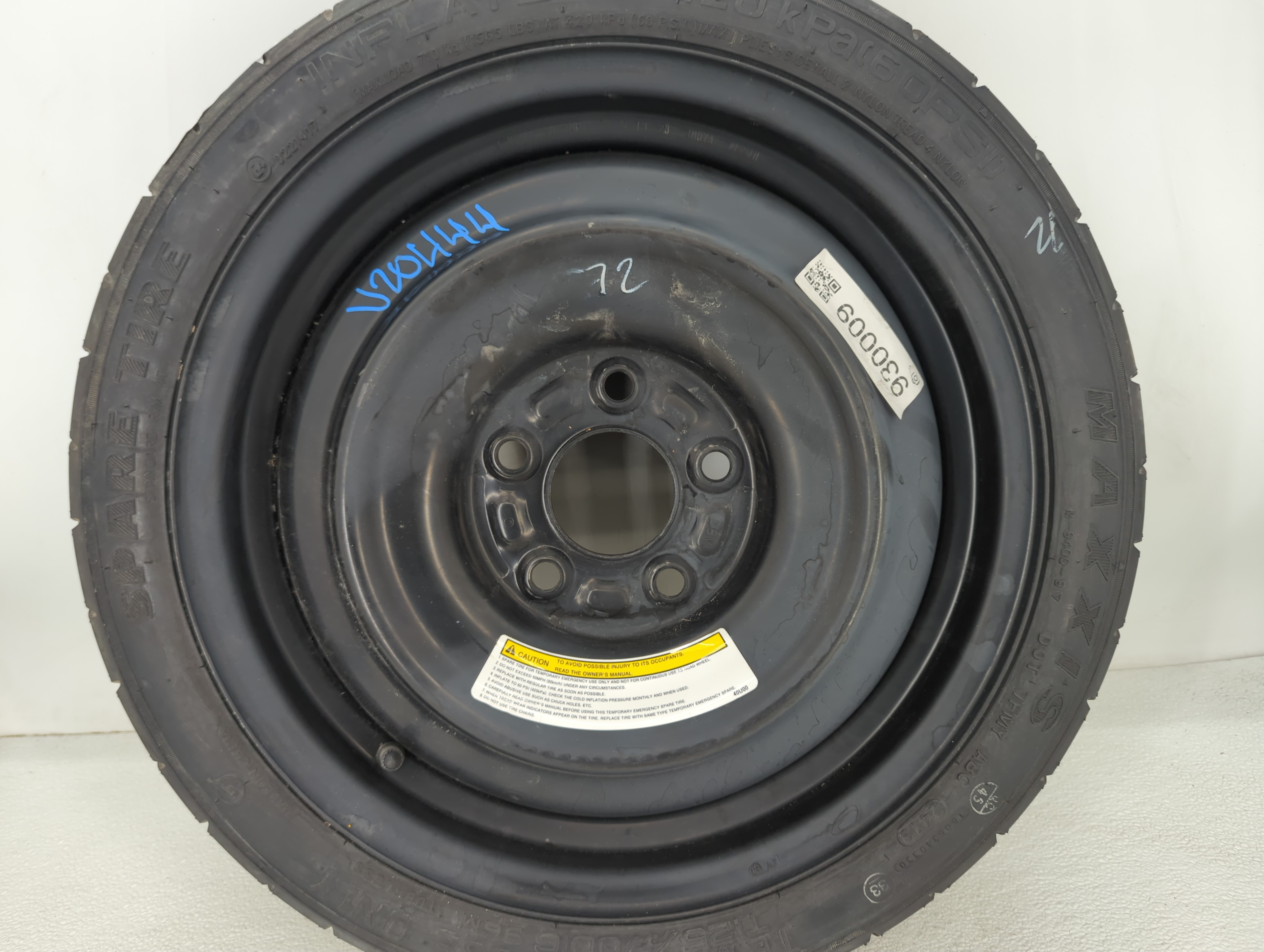Picture of 2013-2015 Nissan Sentra Spare Donut Tire Wheel Rim Oem 930009